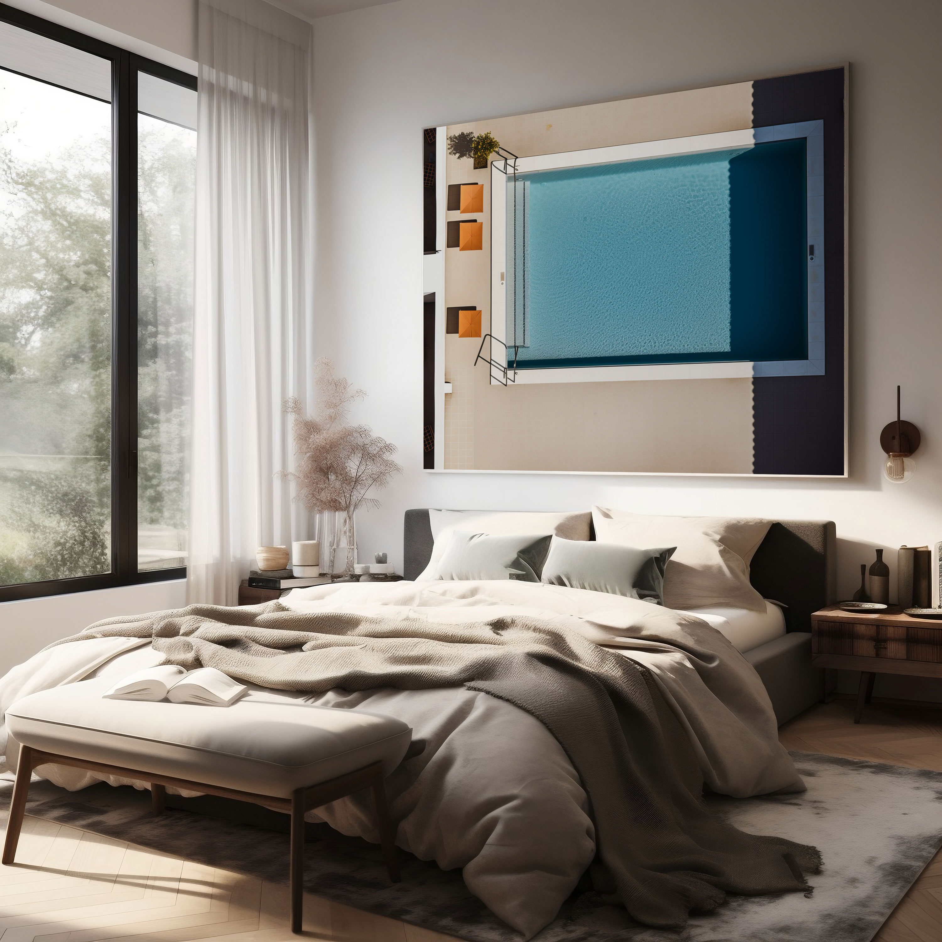 Minimalist Oteli Havuz Kanvas Tablo - Oteli Kanvas Tablo Kanvas Kanvas Duvar Sanatı