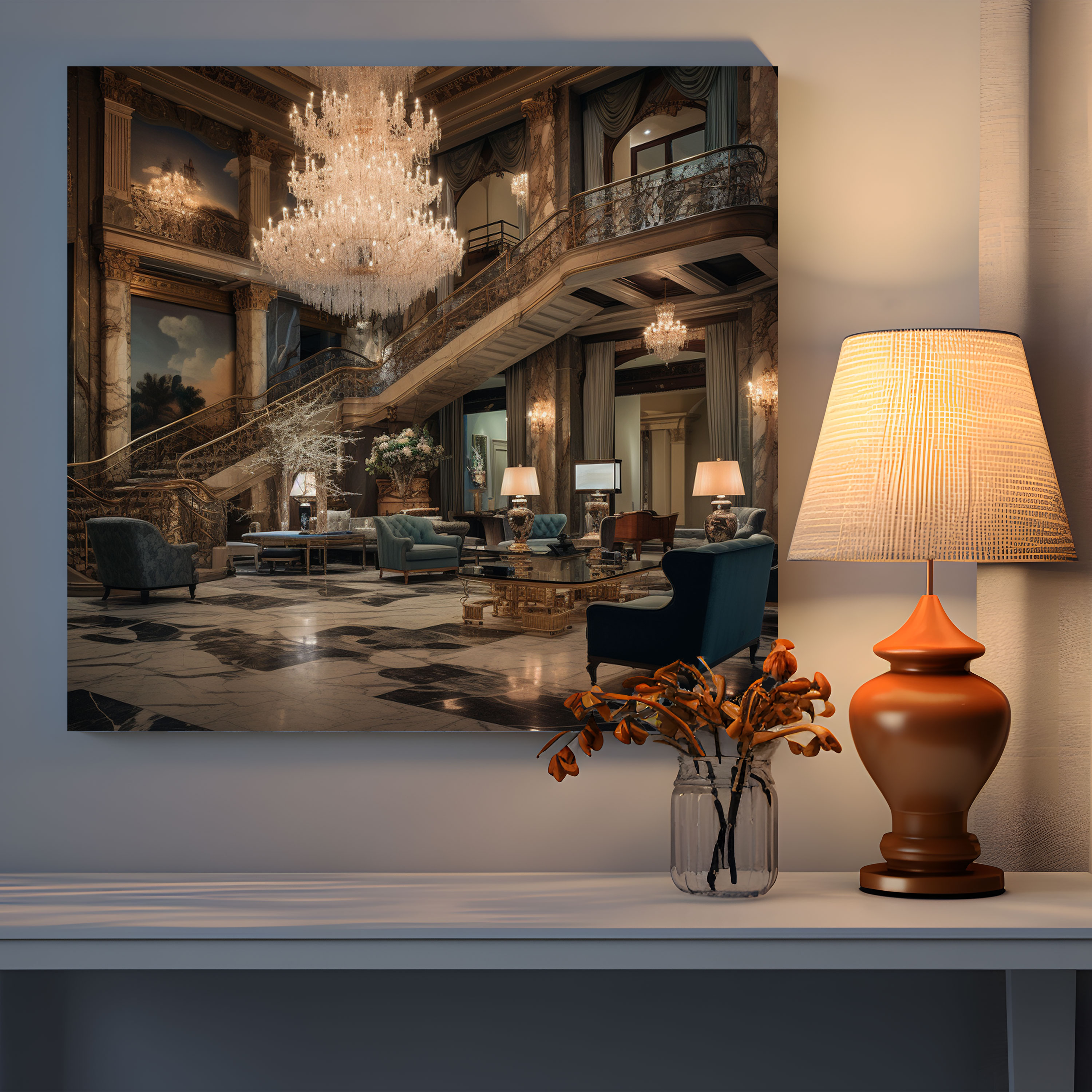 Grandeur Giriş Kanvas Tablosu - Otel Modern Fotoğraf Kanvas Duvar Sanatı