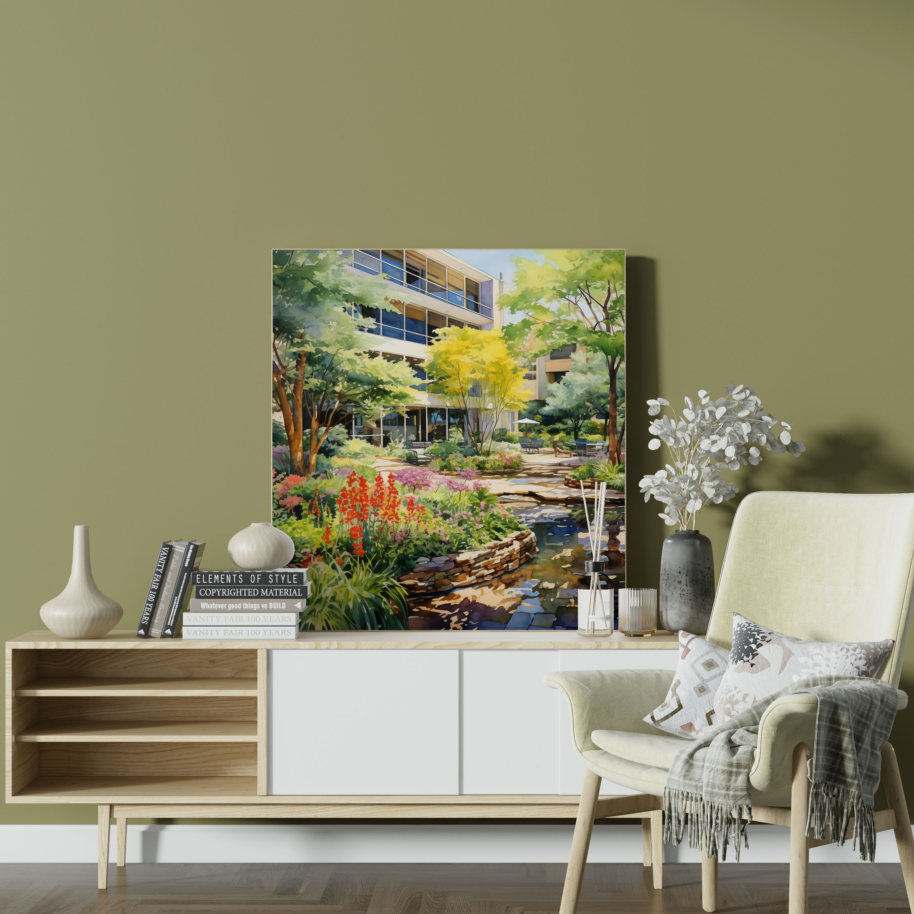 Tranquil Oasis Canvas Print - Hotel, Colorful Flowers, Canvas, Canvas Wall Art
