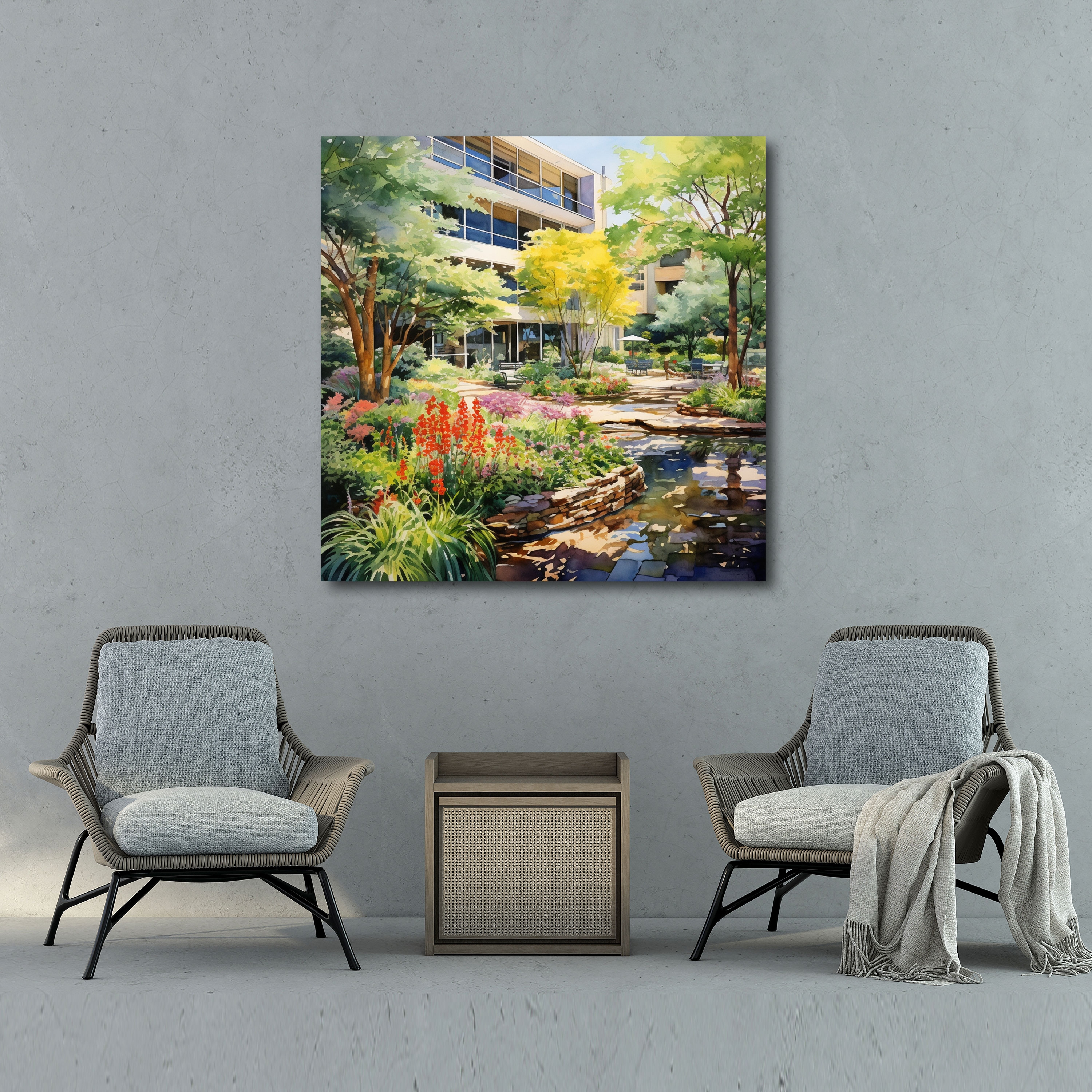 Tranquil Oasis Canvas Print - Hotel, Colorful Flowers, Canvas, Canvas Wall Art