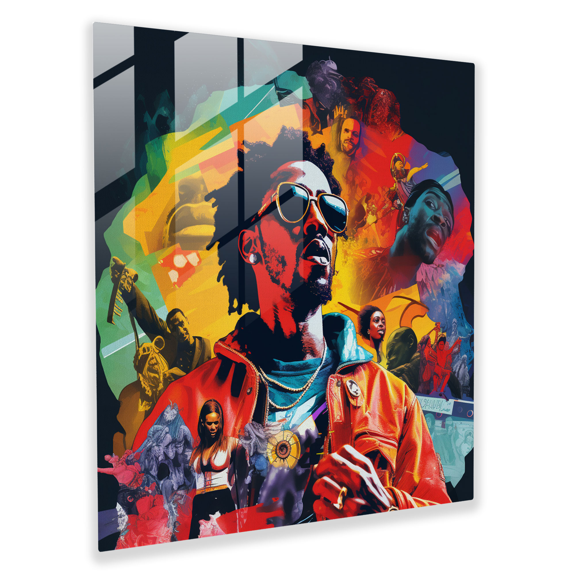 Iconic Album Symphony Glass Print - Hip-Hop Collage Glass Wall Art - Modern Home Decoration