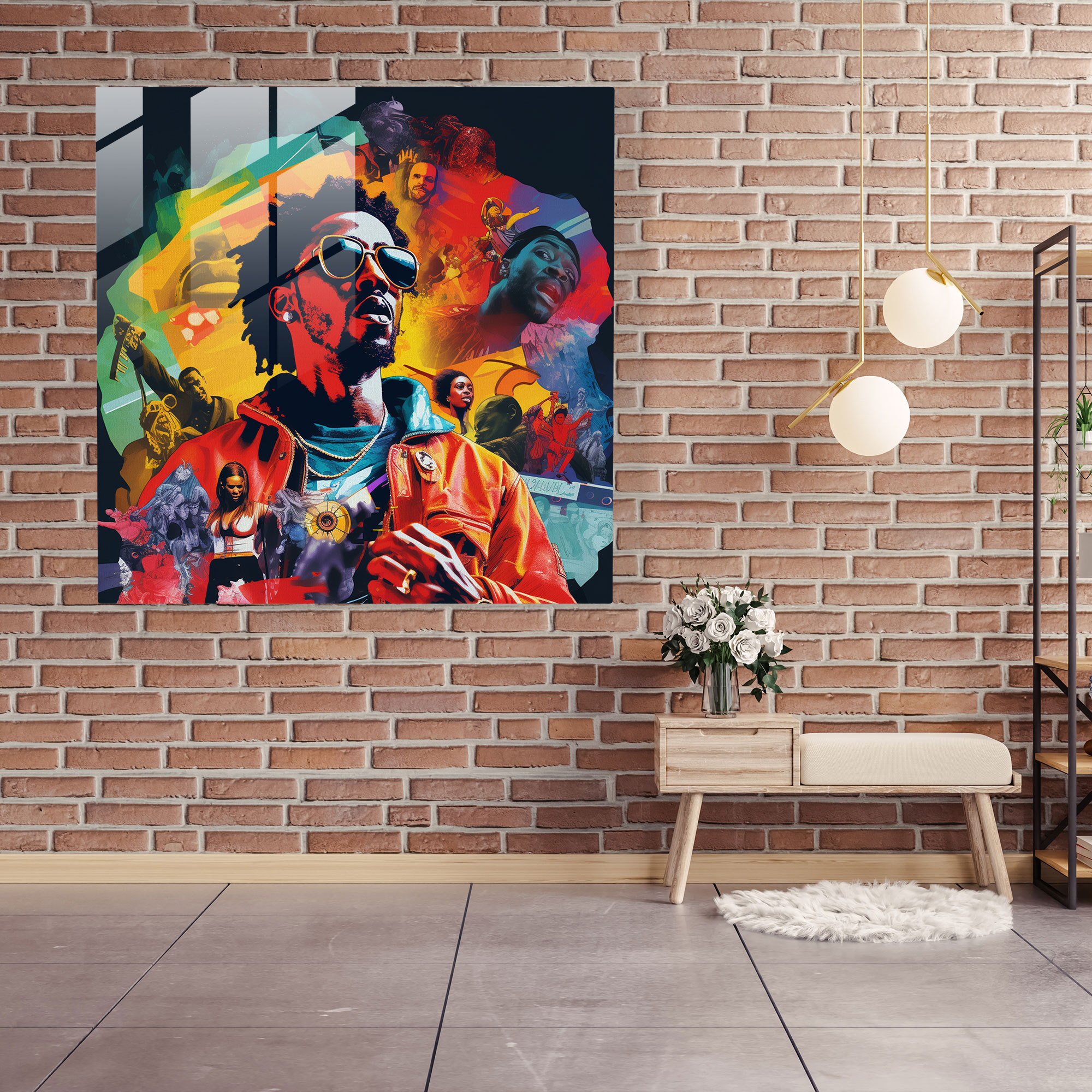 Iconic Album Symphony Glass Print - Hip-Hop Collage Glass Wall Art - Modern Home Decoration