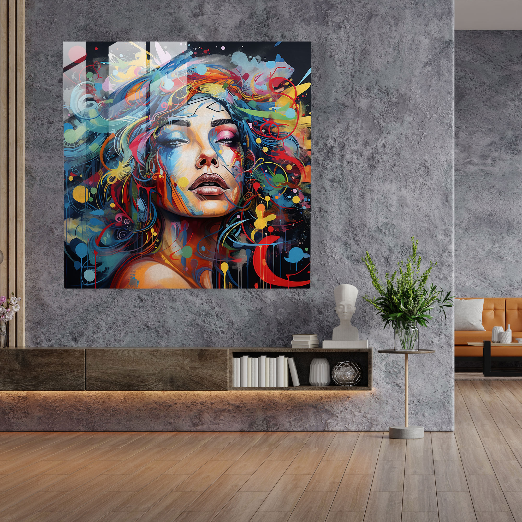 Street Art Explosion Glasbild - Bunte Graffiti Glas Wandkunst