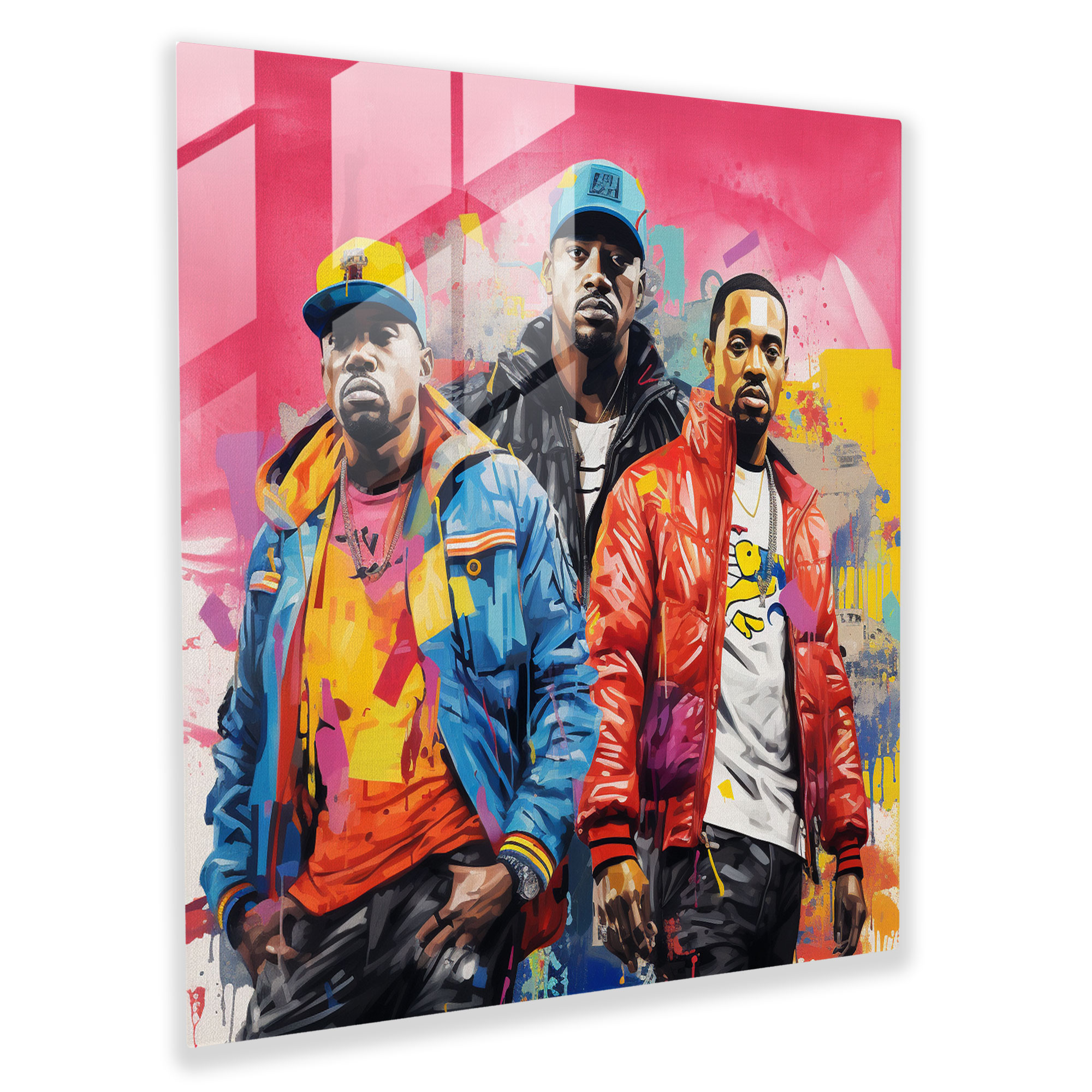Glasbild Wanddeko im Hip-Hop Collage Design