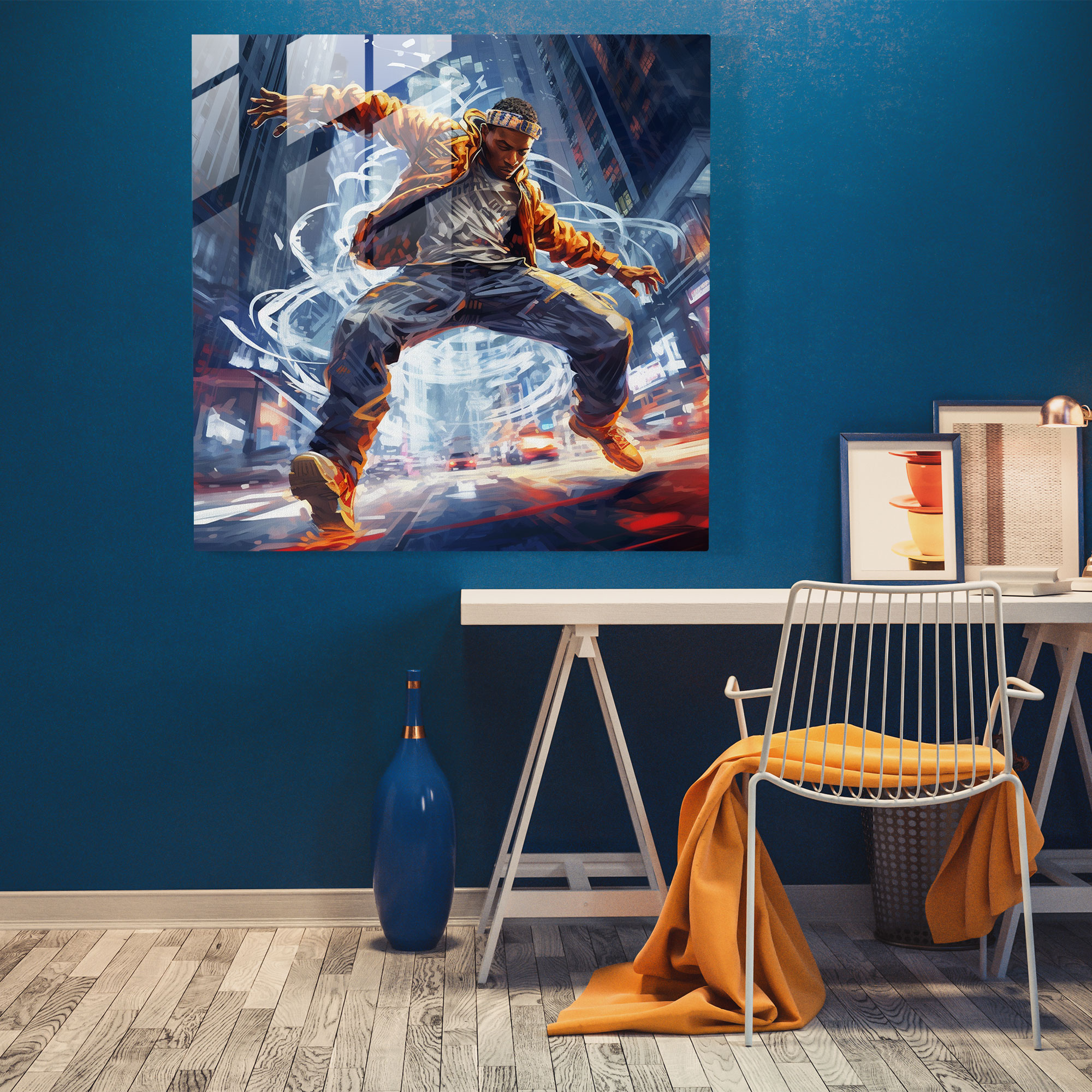 Dynamisches Breakdance Glasbild