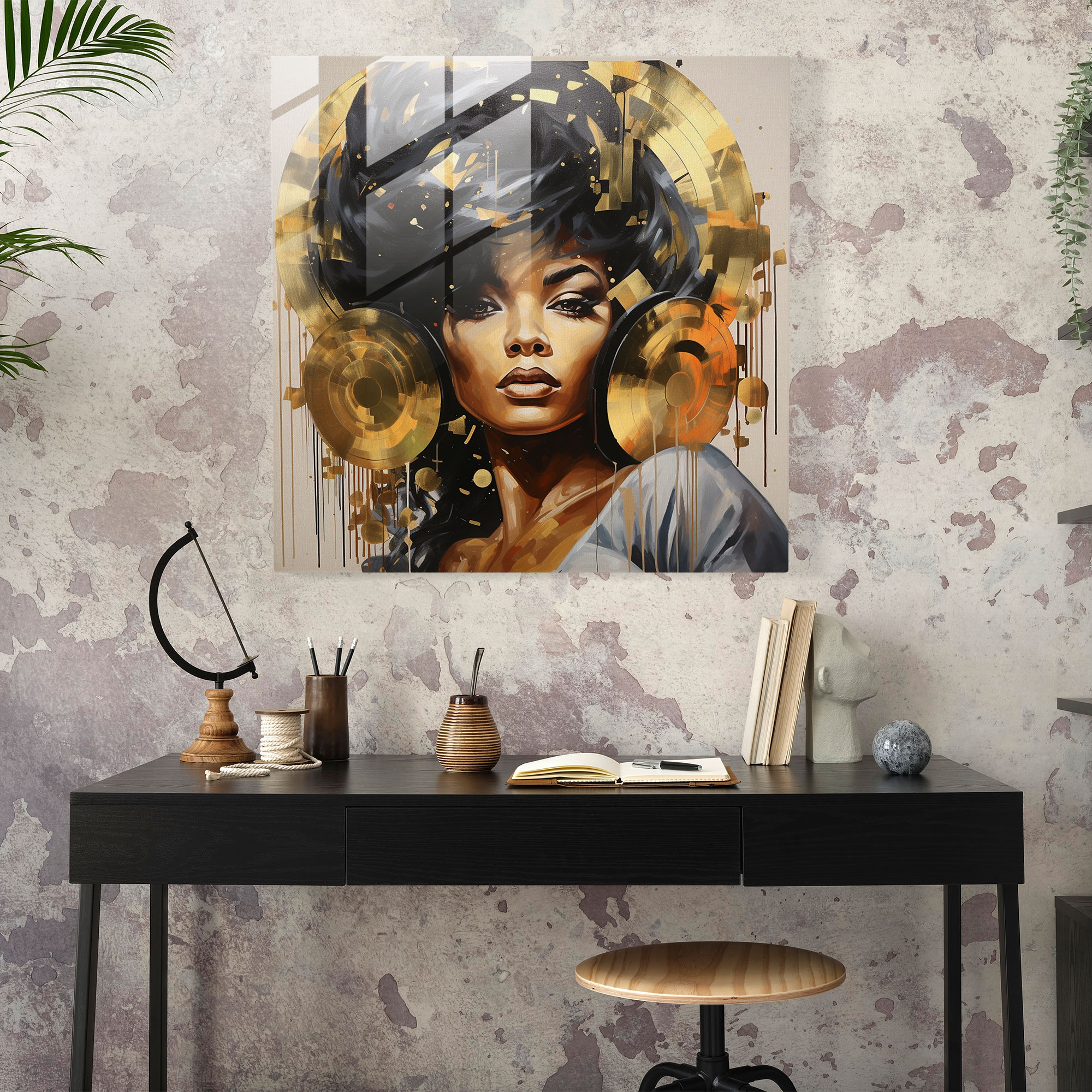 Golden Era Glass Print Wall Decoration
