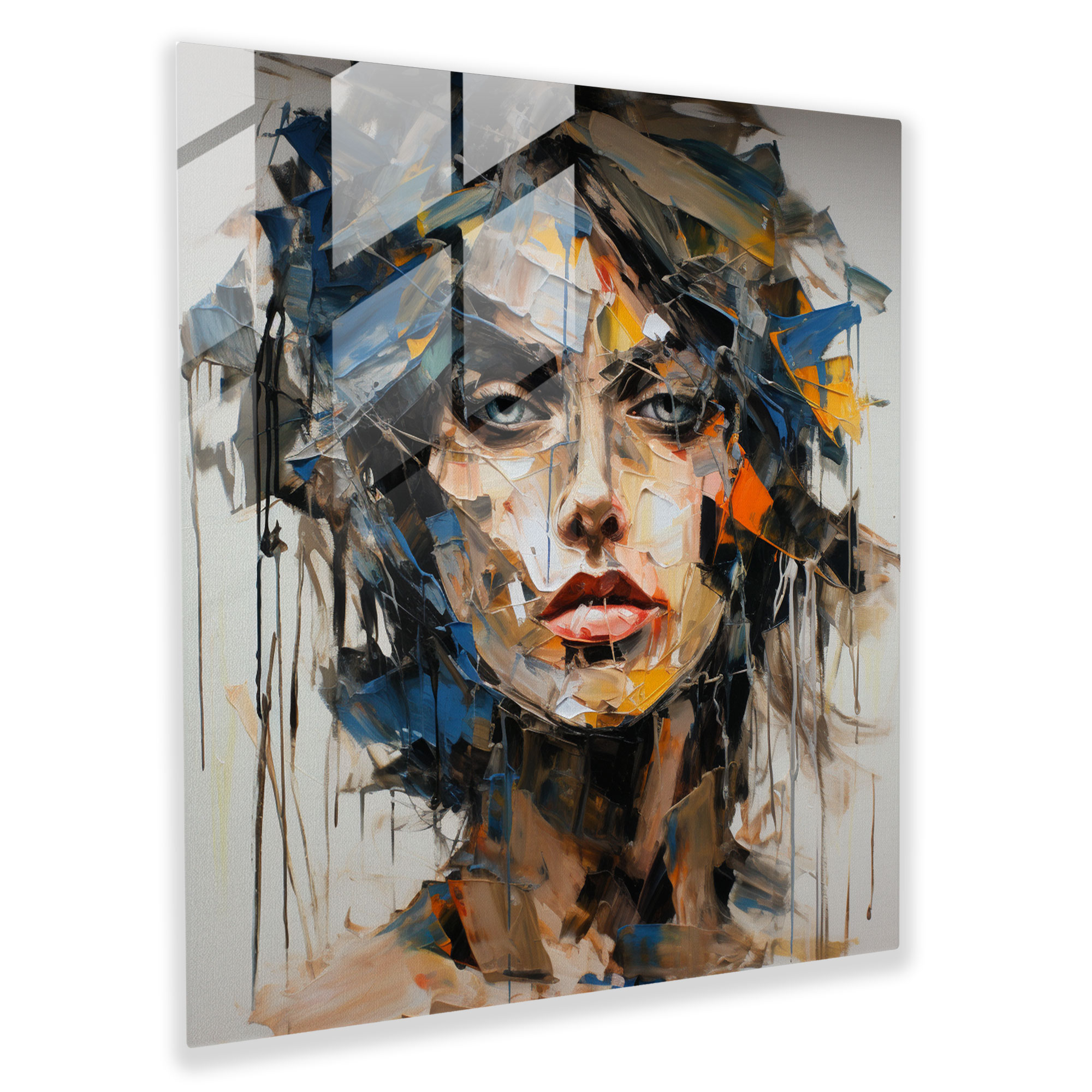 Bold Glass Print of Neo-Expressionist Portrait, Captivating Depiction, Raw Emotions, Human Complexities, Glass Wall Art, Wall Decoration, Home Decoration, Glass Print