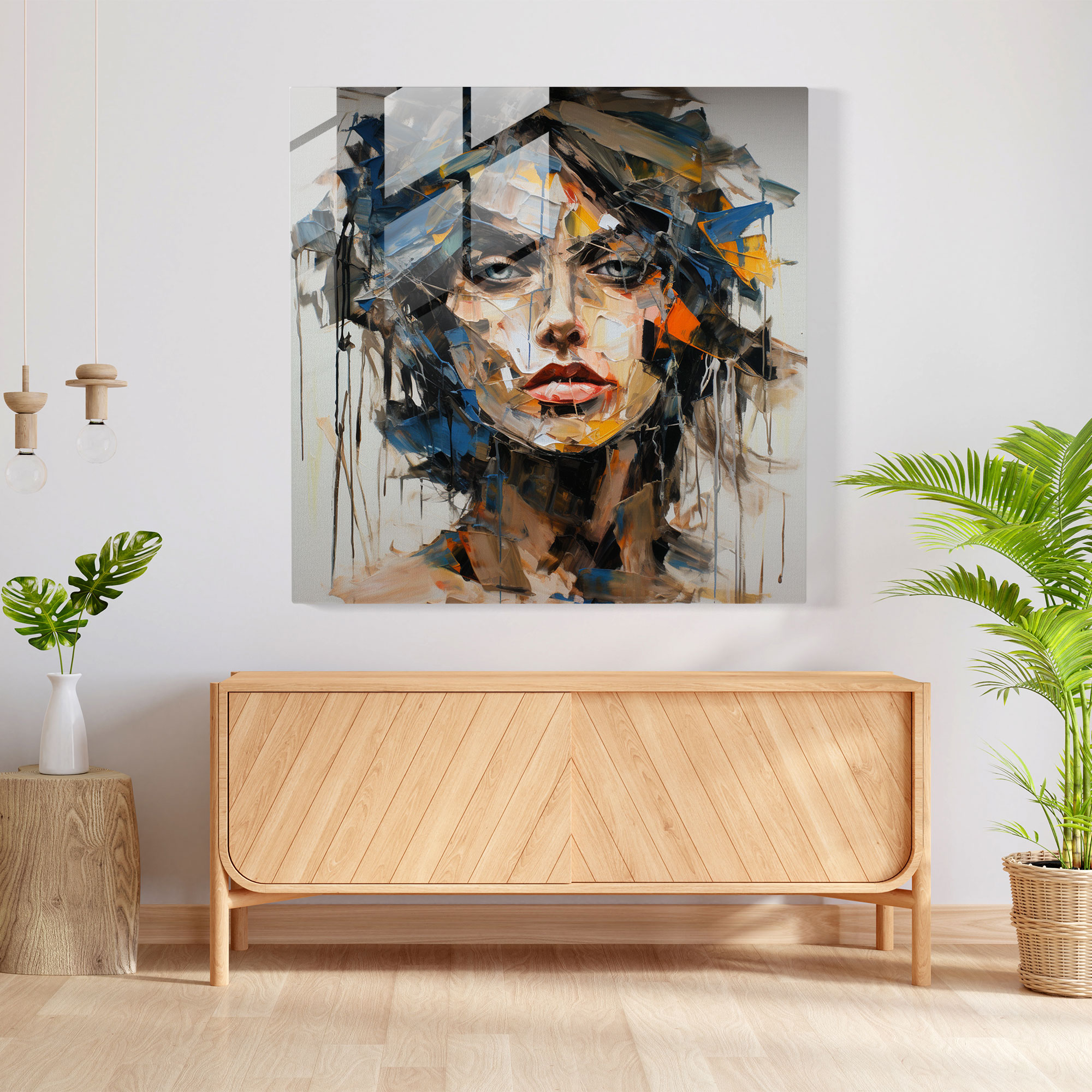 Bold Glass Print of Neo-Expressionist Portrait, Captivating Depiction, Raw Emotions, Human Complexities, Glass Wall Art, Wall Decoration, Home Decoration, Glass Print