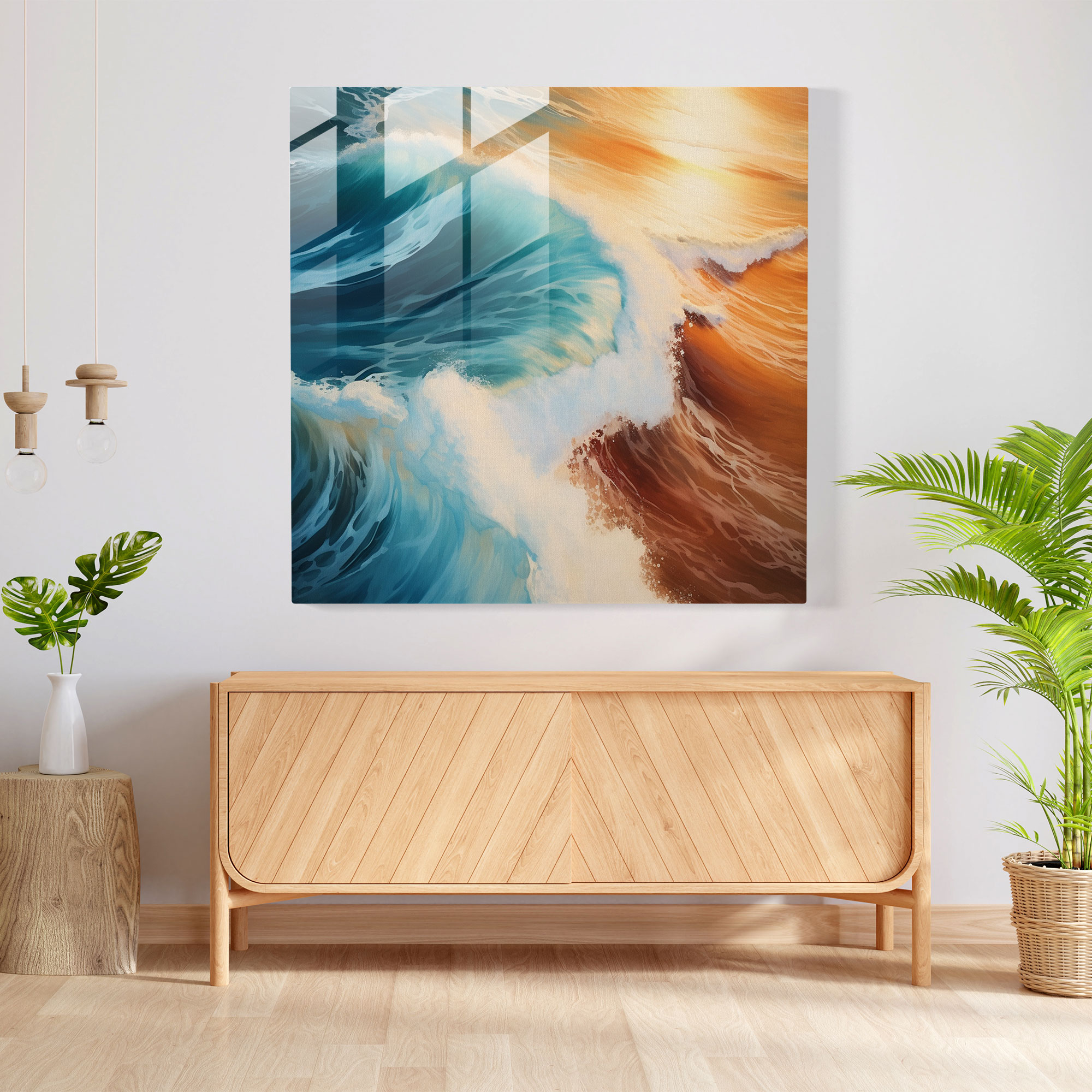 Golden Hour Coastal Glass Wall Art Print - Captivating Nature Glass Decor
