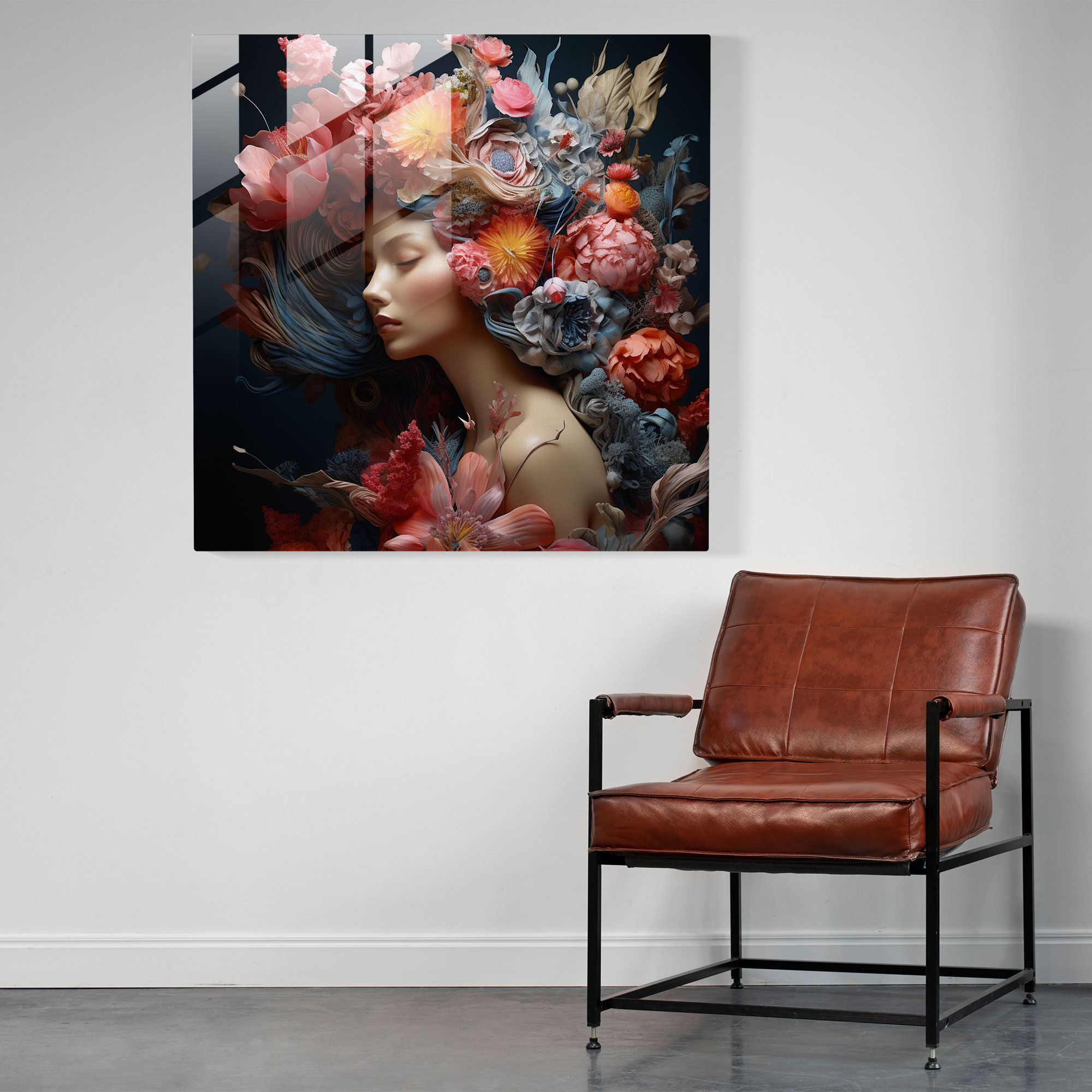 Prächtiges Blühendes Glasbild-Kunstwerk