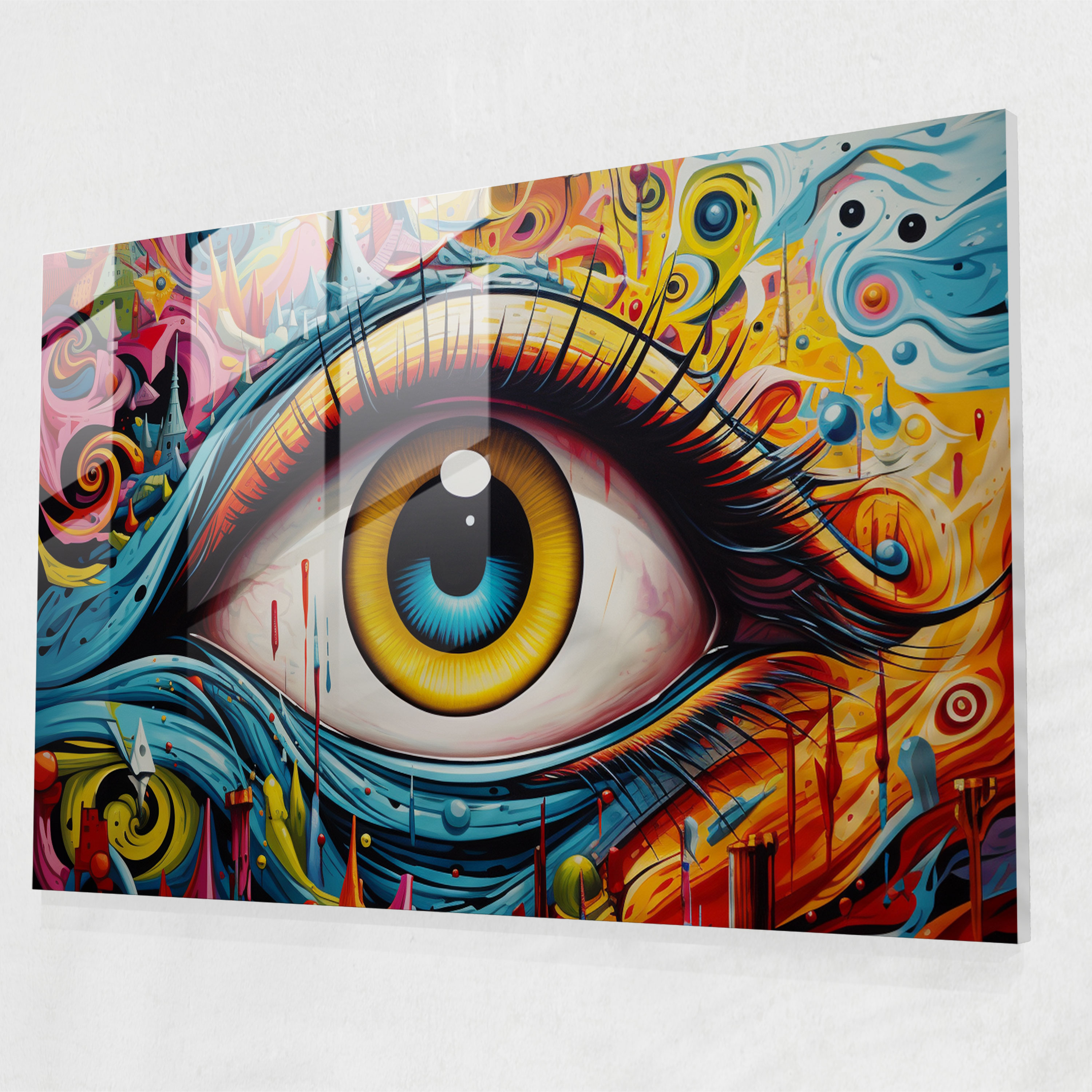Hypnotic Eye Glass Wall Art - Hypnosis, Wall Decoration, Glass Print, Glass Art