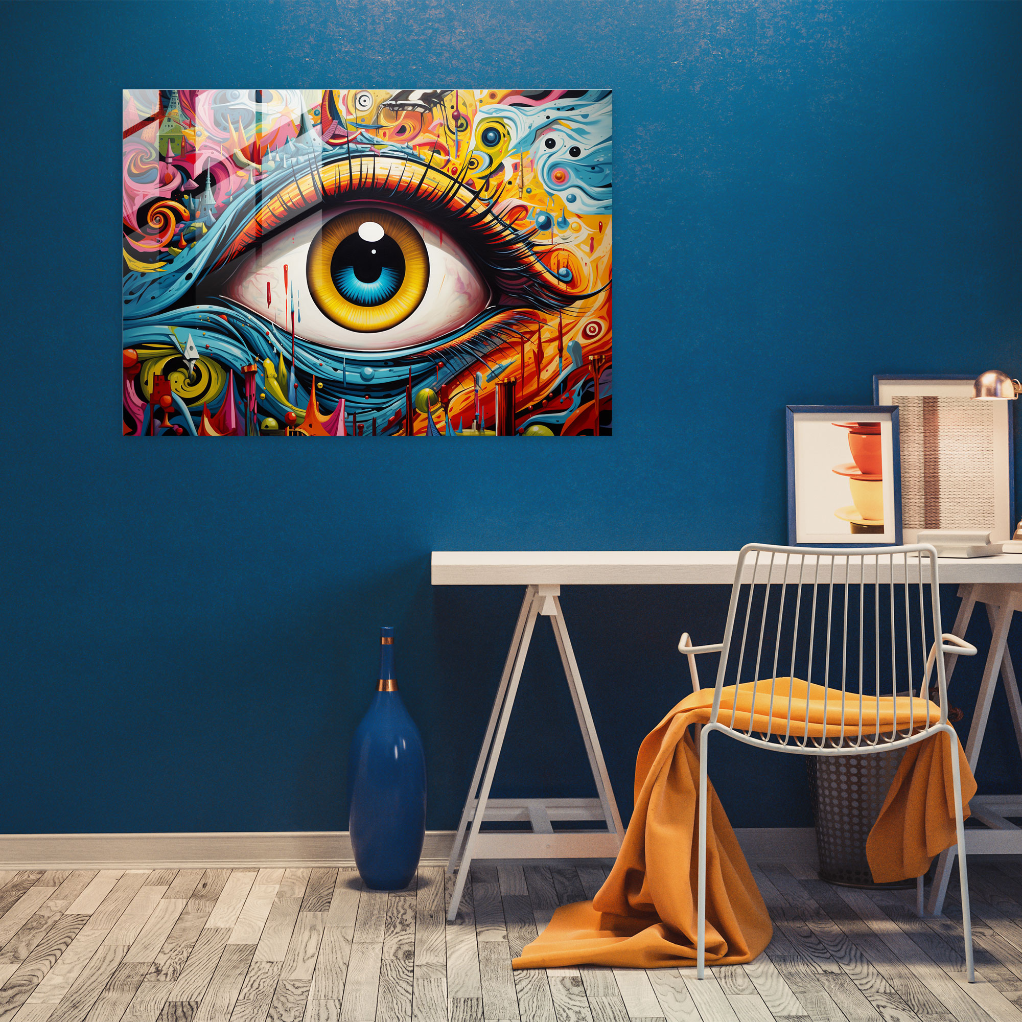 Hypnotic Eye Glass Wall Art - Hypnosis, Wall Decoration, Glass Print, Glass Art