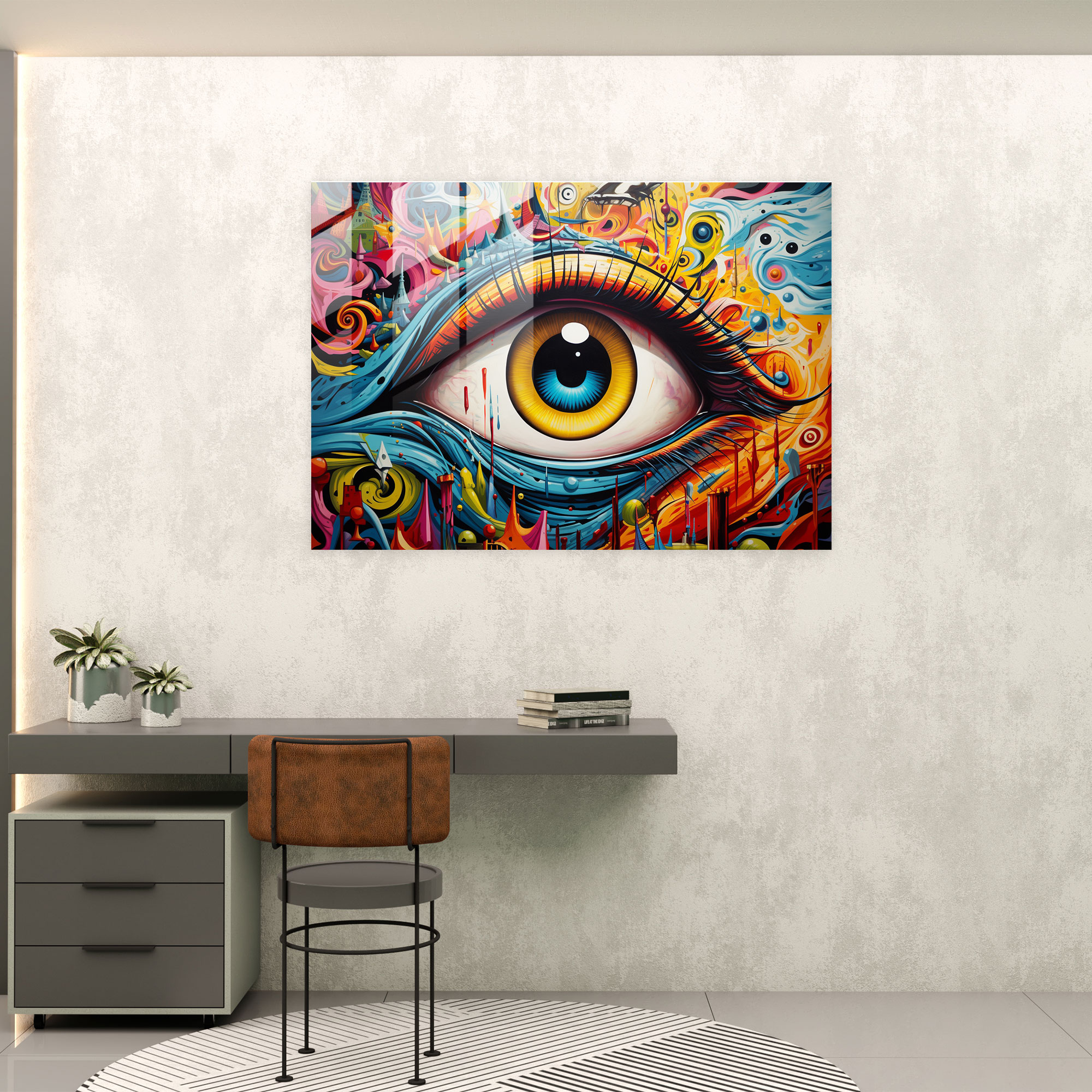 Hypnotic Eye Glass Wall Art - Hypnosis, Wall Decoration, Glass Print, Glass Art