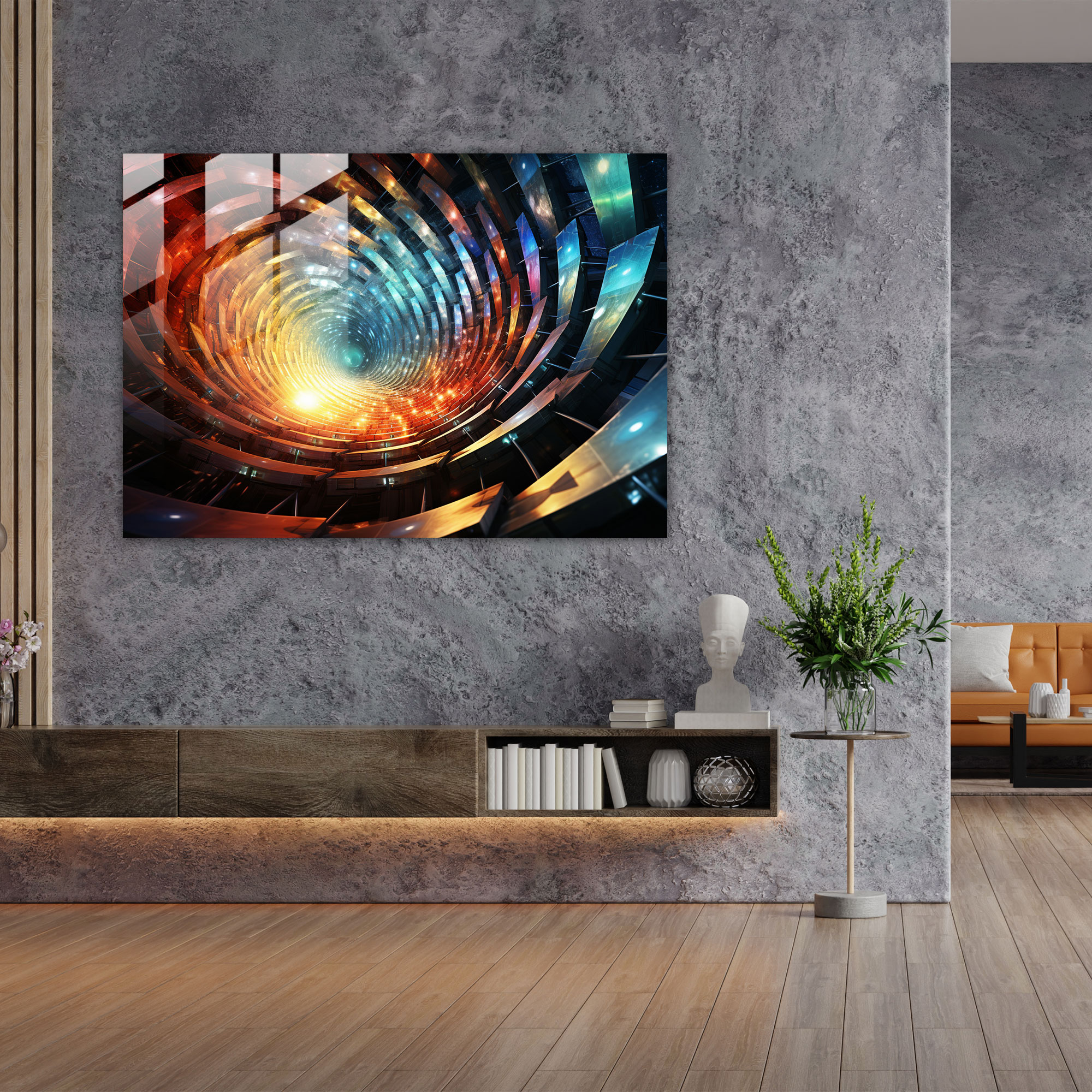 Sonsuzluk Hipnoz Cam Tablo - Hipnoz Ev Dekorasyonu Dijital Sanat Cam Duvar Sanatı