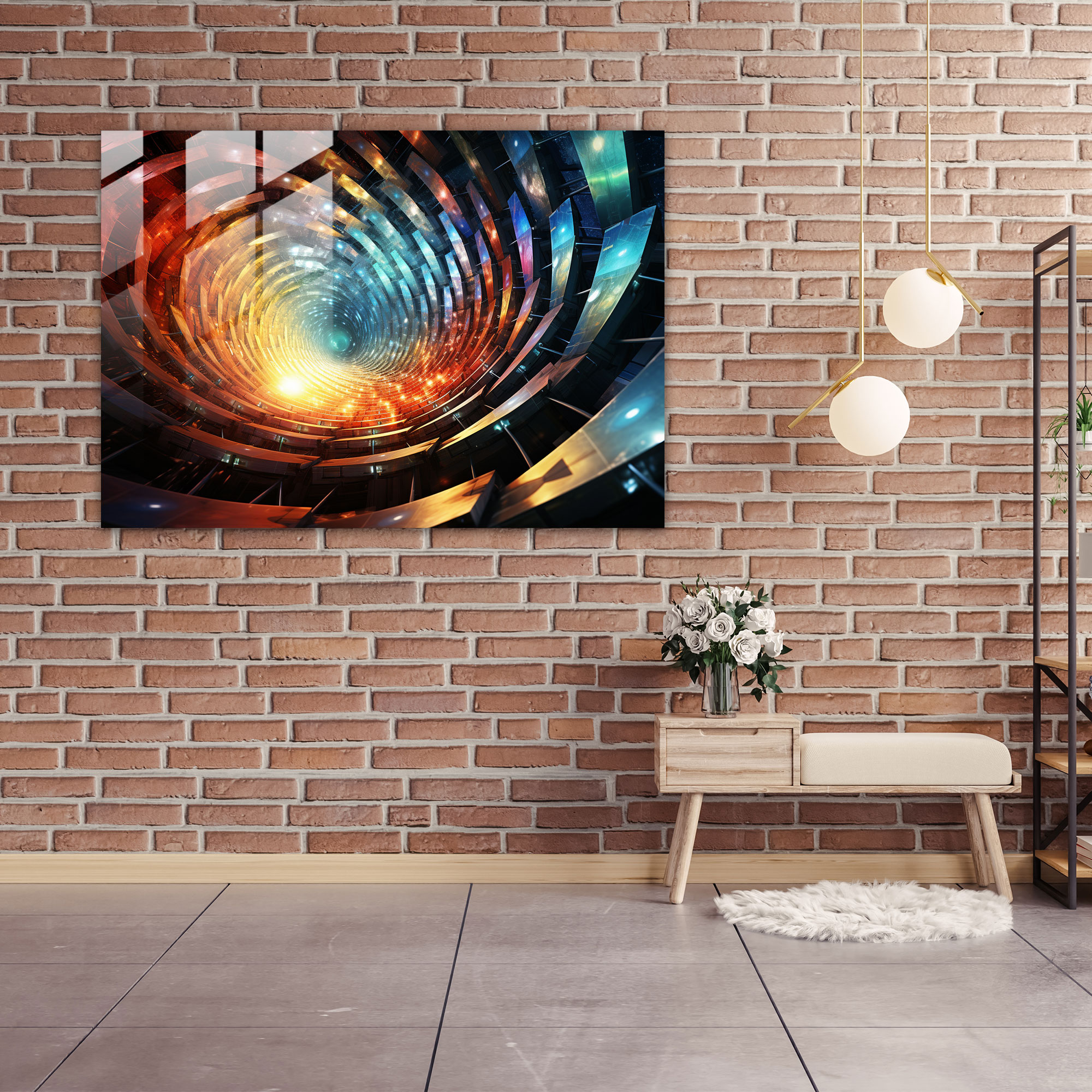 Sonsuzluk Hipnoz Cam Tablo - Hipnoz Ev Dekorasyonu Dijital Sanat Cam Duvar Sanatı