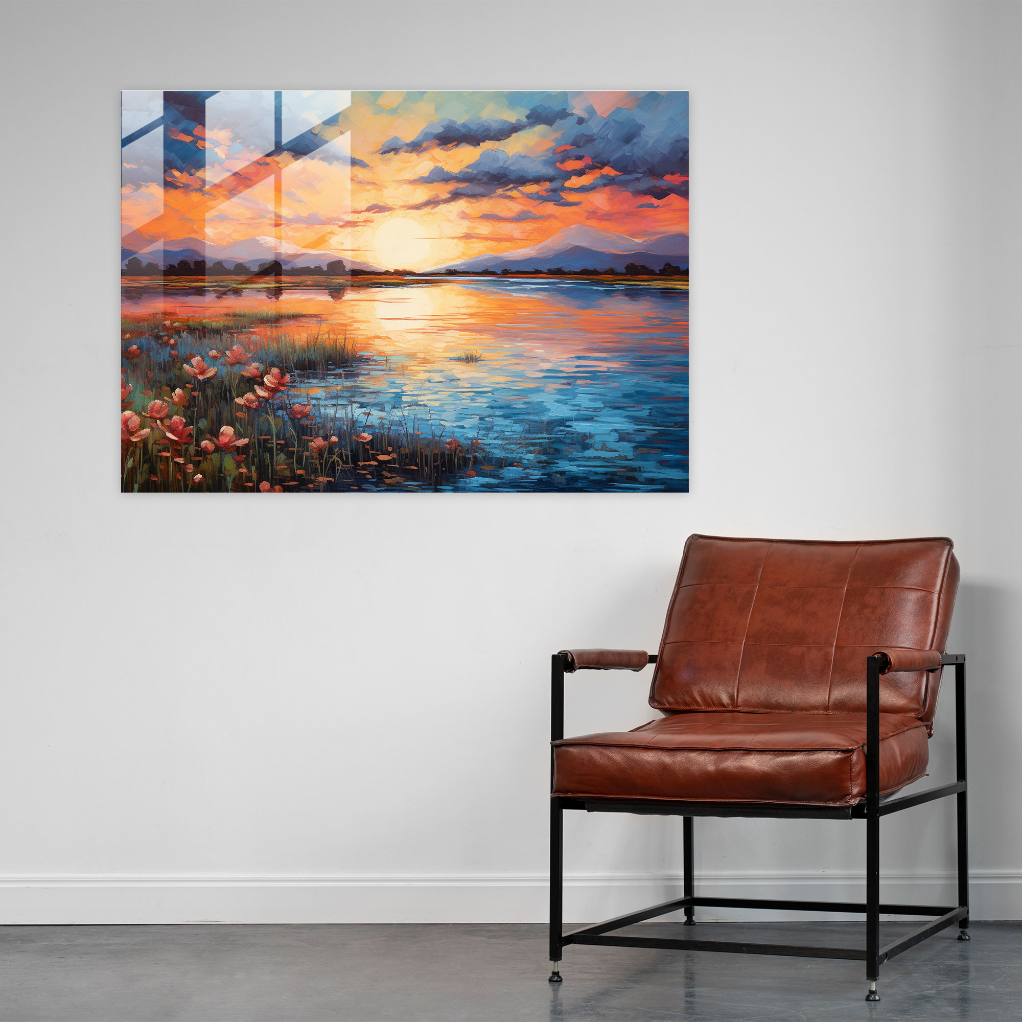 Tranquil Hypnosis Glass Wall Art - Hypnosis, Swirling Skies, Serene Landscape, Tranquil Lake