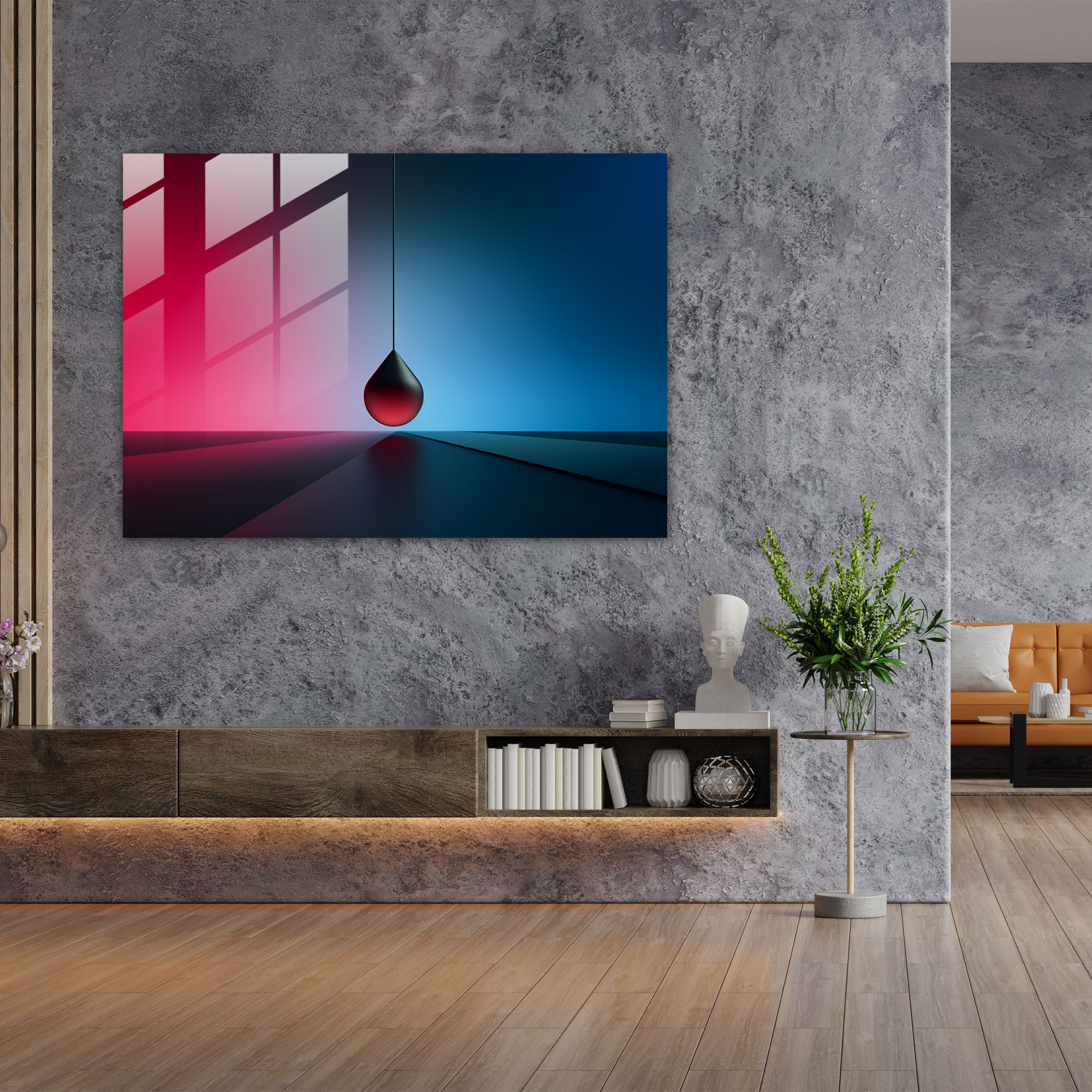 Pendulum Hypnosis Glass Print - Hypnosis, Gradient Background, Home Decoration, Glass Wall Art
