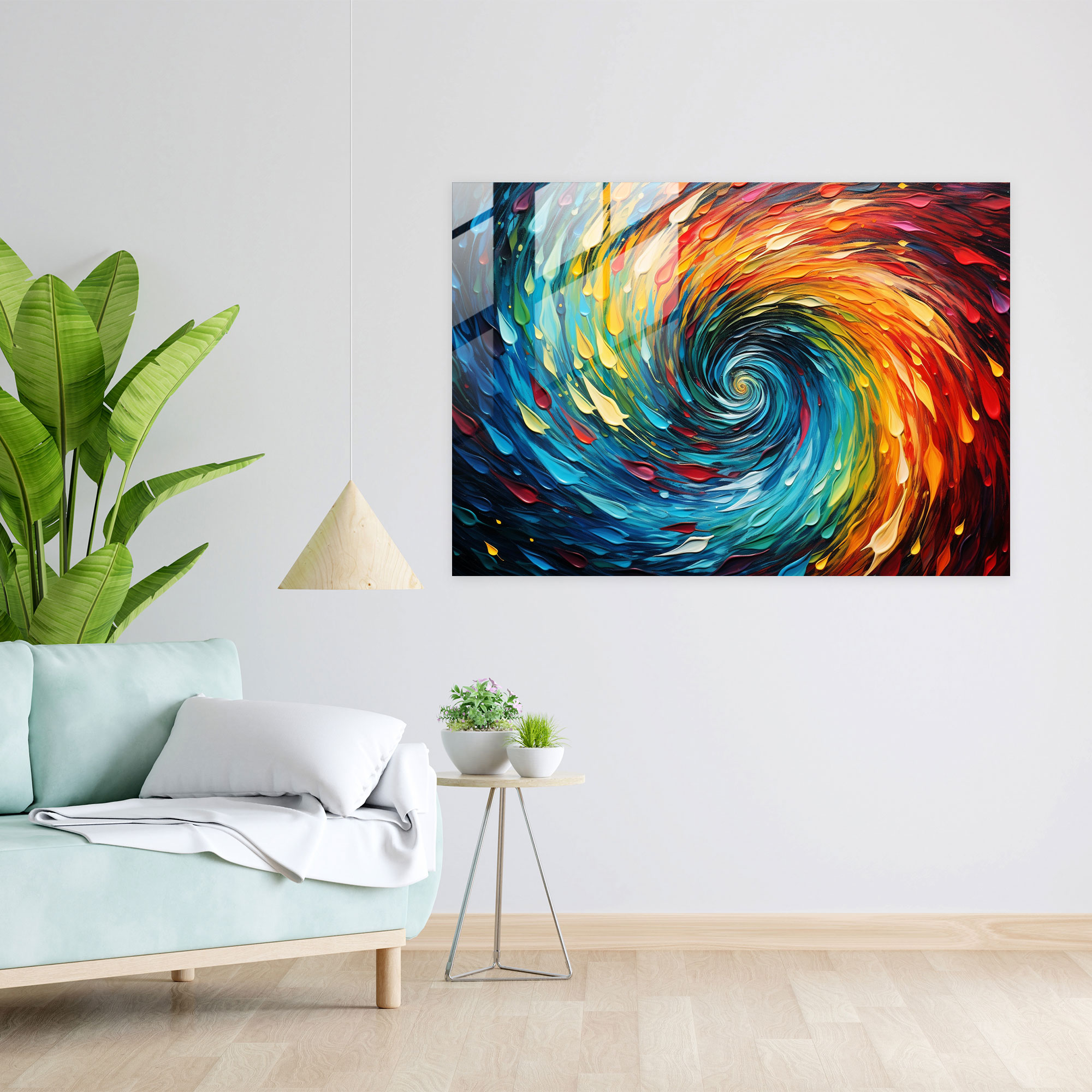 Hypnosis Glass Print - Hypnosis, Glass Art, Abstract Painting, Swirling Colors