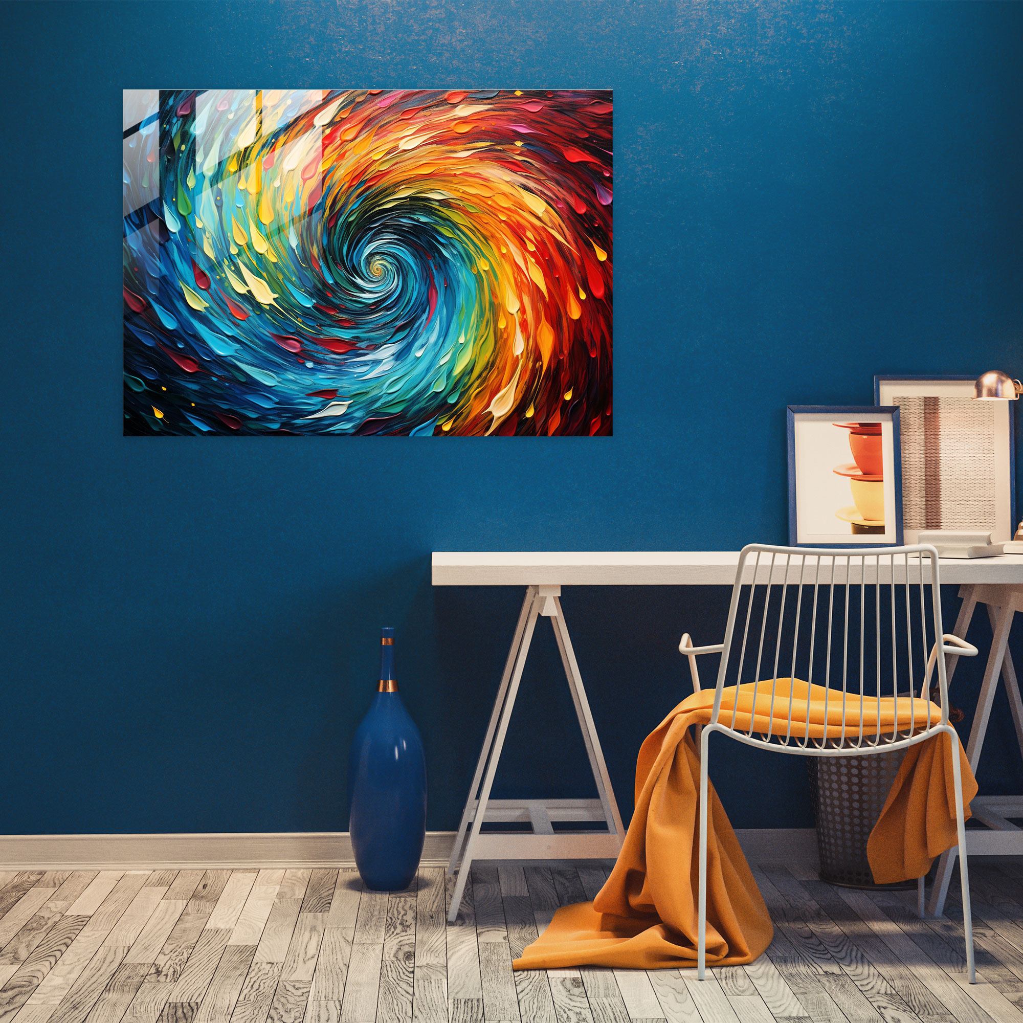 Hypnosis Glass Print - Hypnosis, Glass Art, Abstract Painting, Swirling Colors