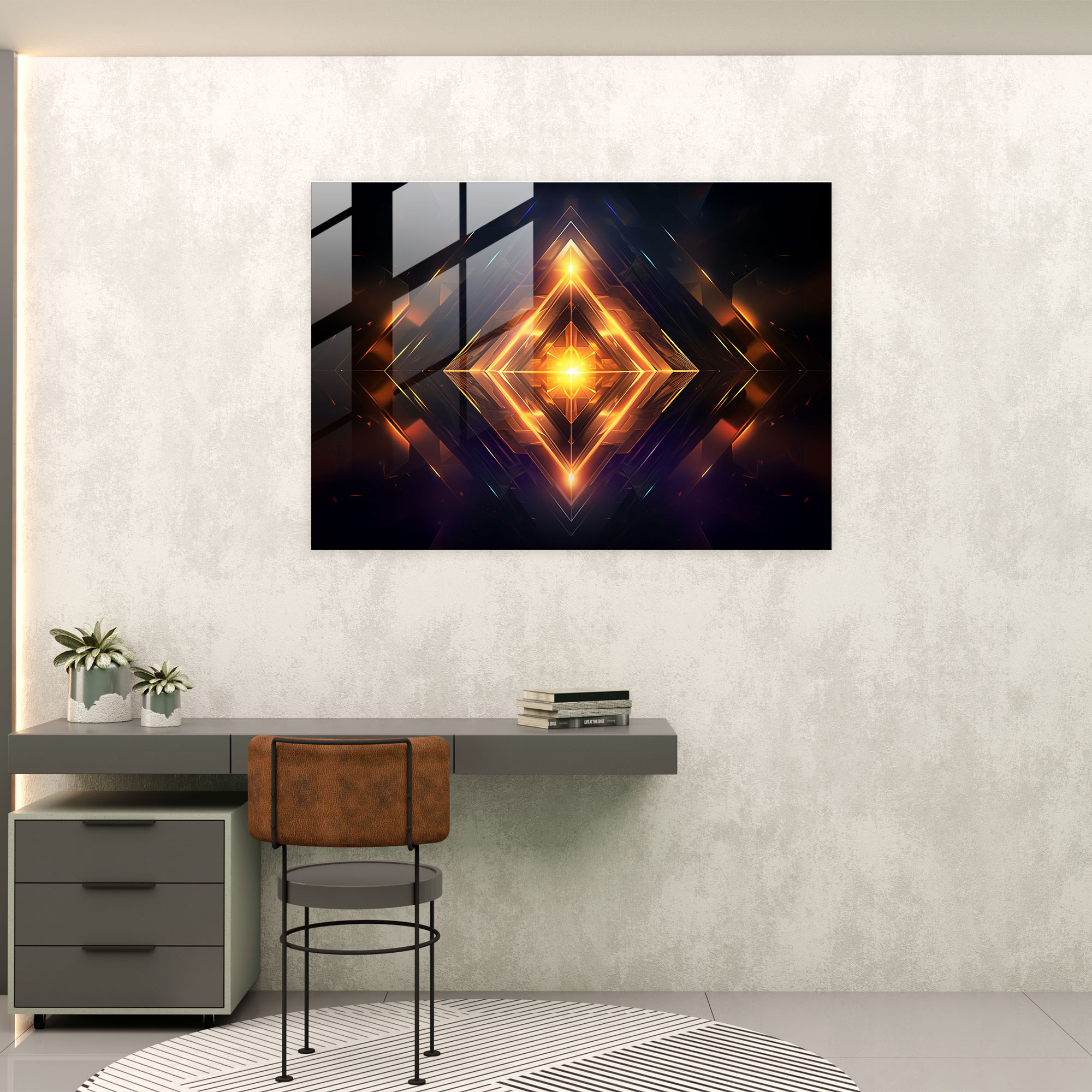 Hypnosis Home Decoration - Hypnosis, Wall Decoration, Futuristic Digital Painting, Glass Art
