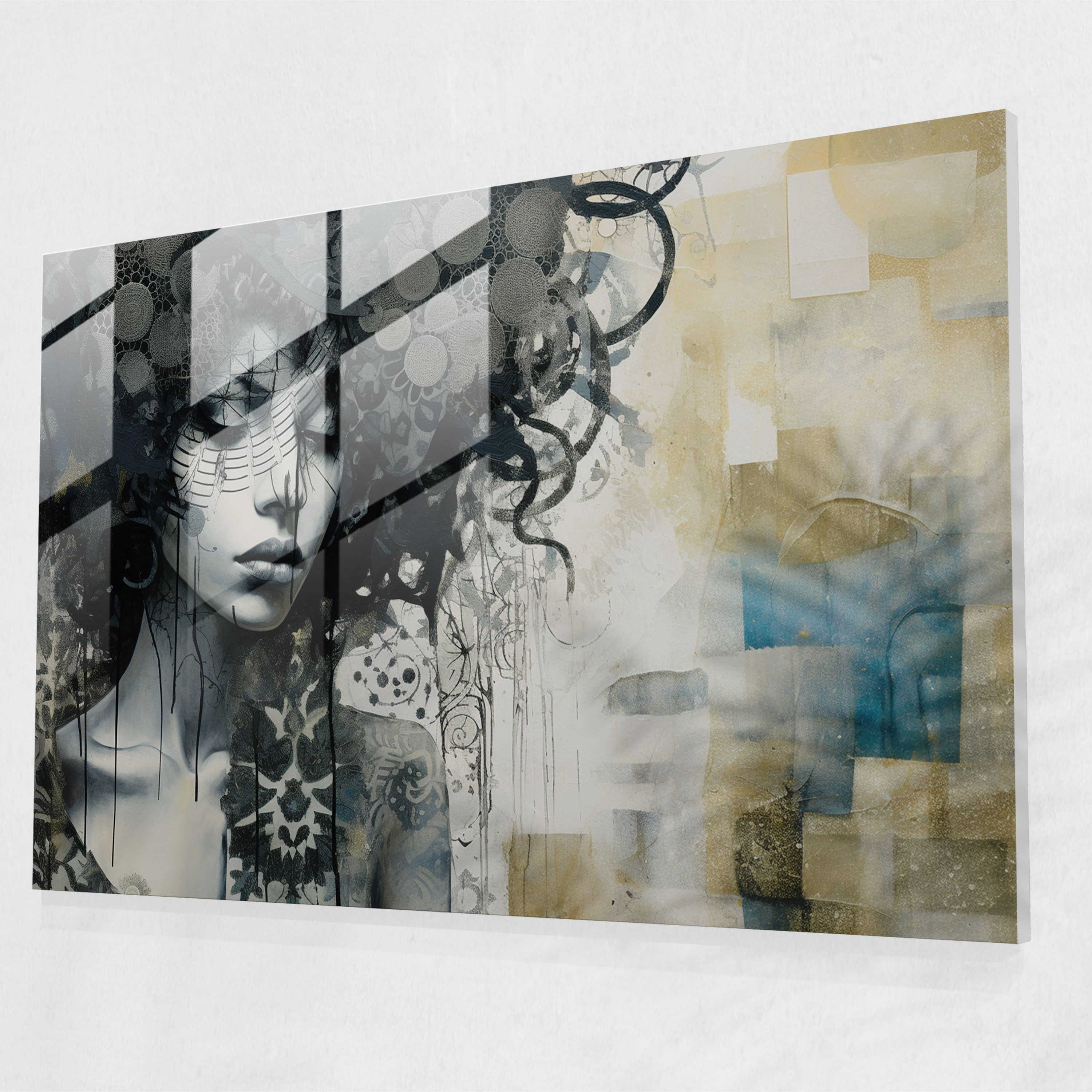 - Hypnosis, Glass Print, Monochromatic Tones, Glass Wall Art