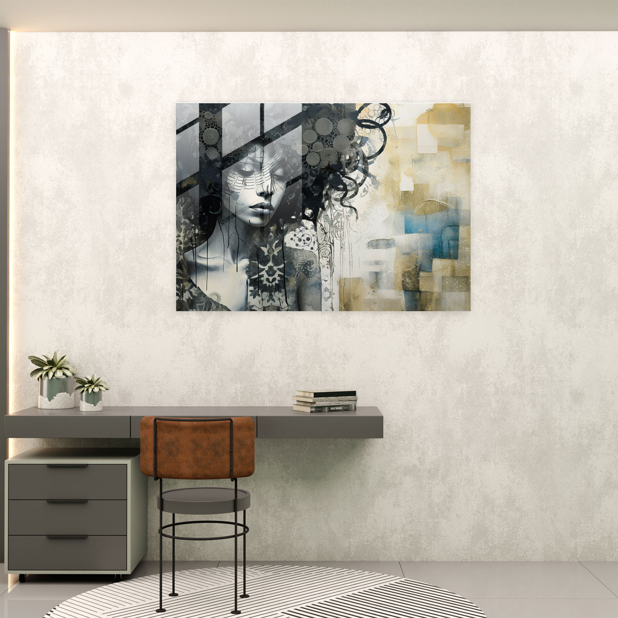 - Hypnosis, Glass Print, Monochromatic Tones, Glass Wall Art
