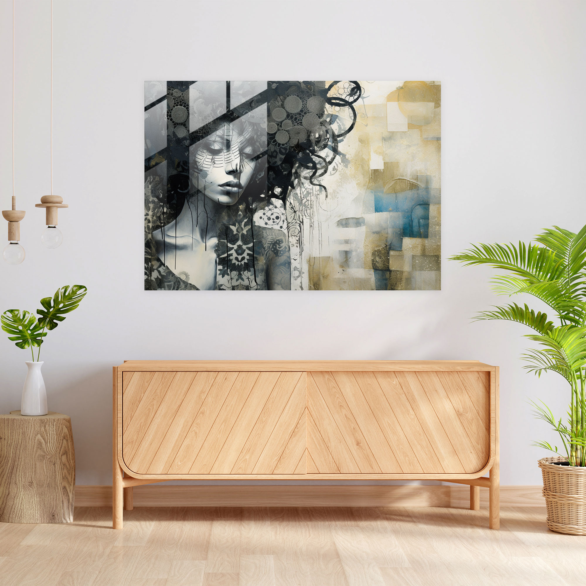 - Hypnosis, Glass Print, Monochromatic Tones, Glass Wall Art