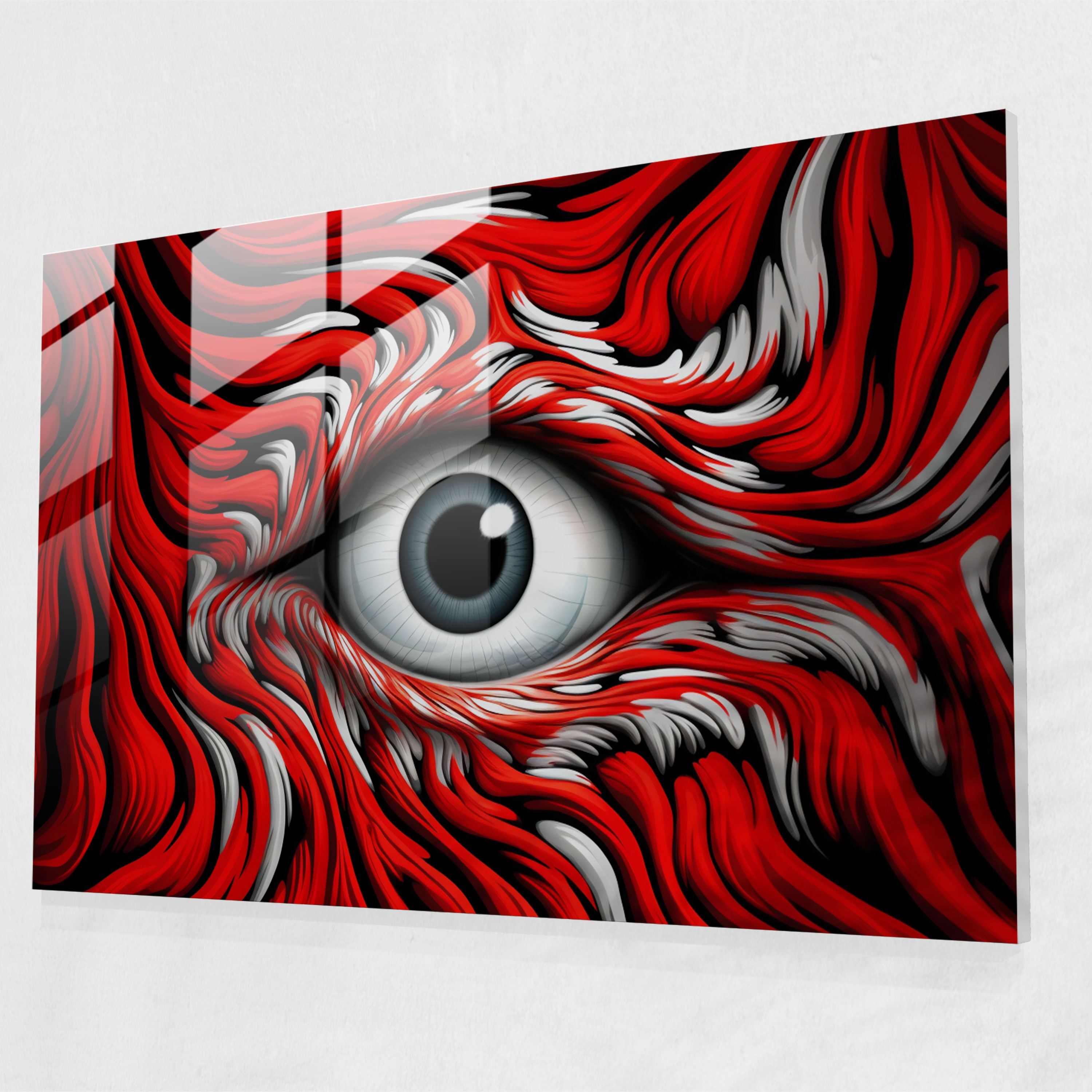 Hypnosis Glass Print - Enigmatic Gaze - Hypnosis, Modern Art, Radiating Concentric Patterns, Captivating