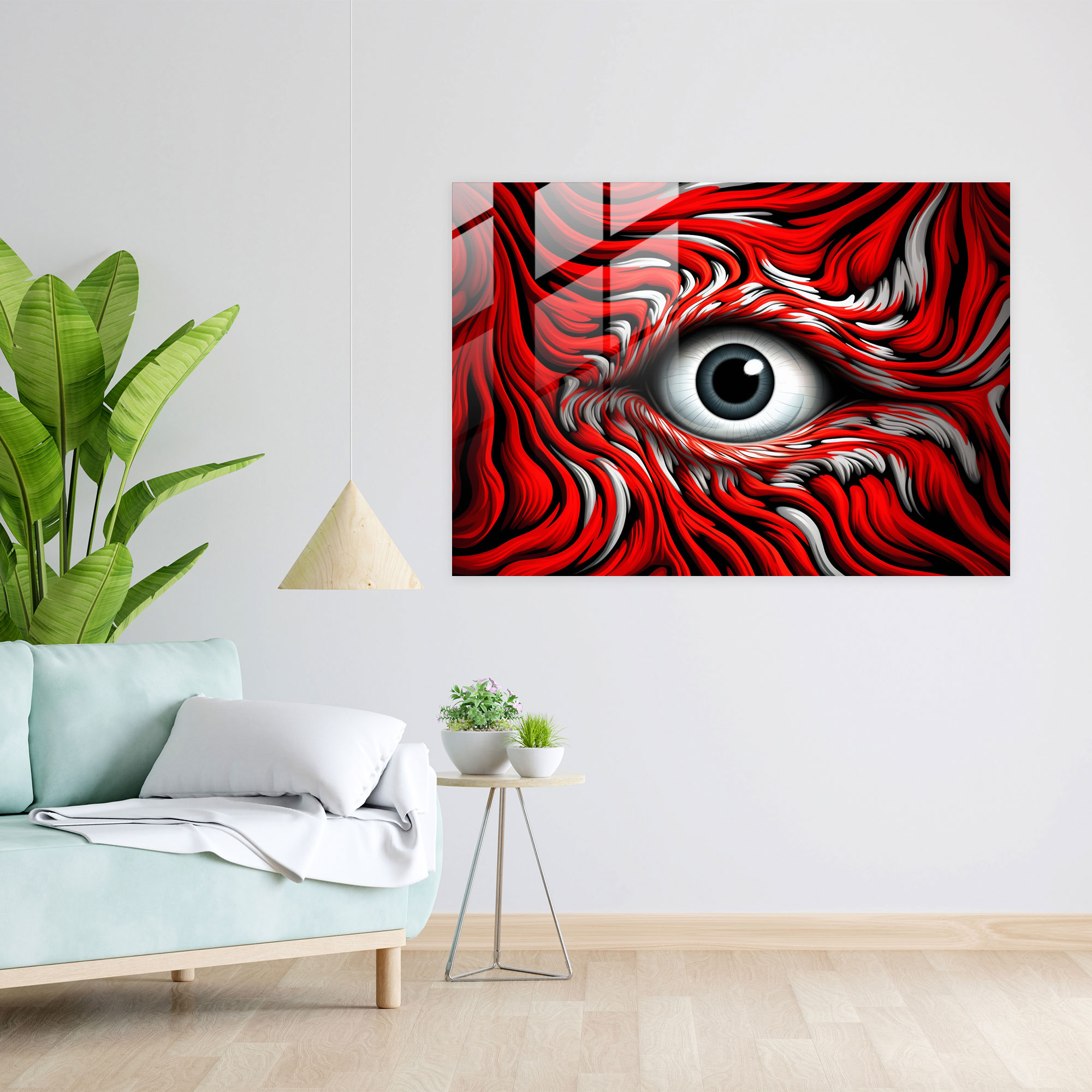 Hypnosis Glass Print - Enigmatic Gaze - Hypnosis, Modern Art, Radiating Concentric Patterns, Captivating