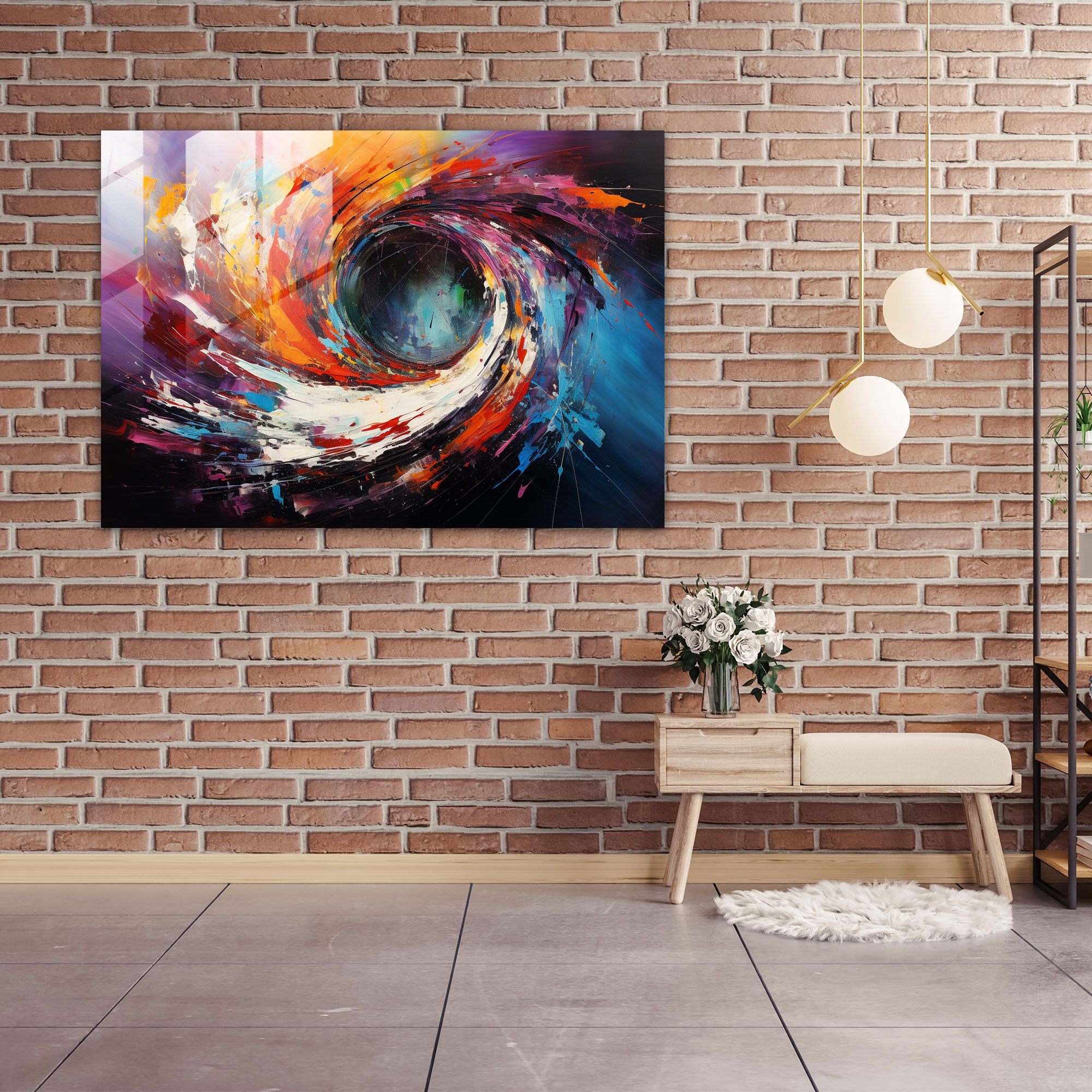Hypnosis Glass Print - Hypnosis, Abstract Painting, Home Decoration, Spiral Vortex