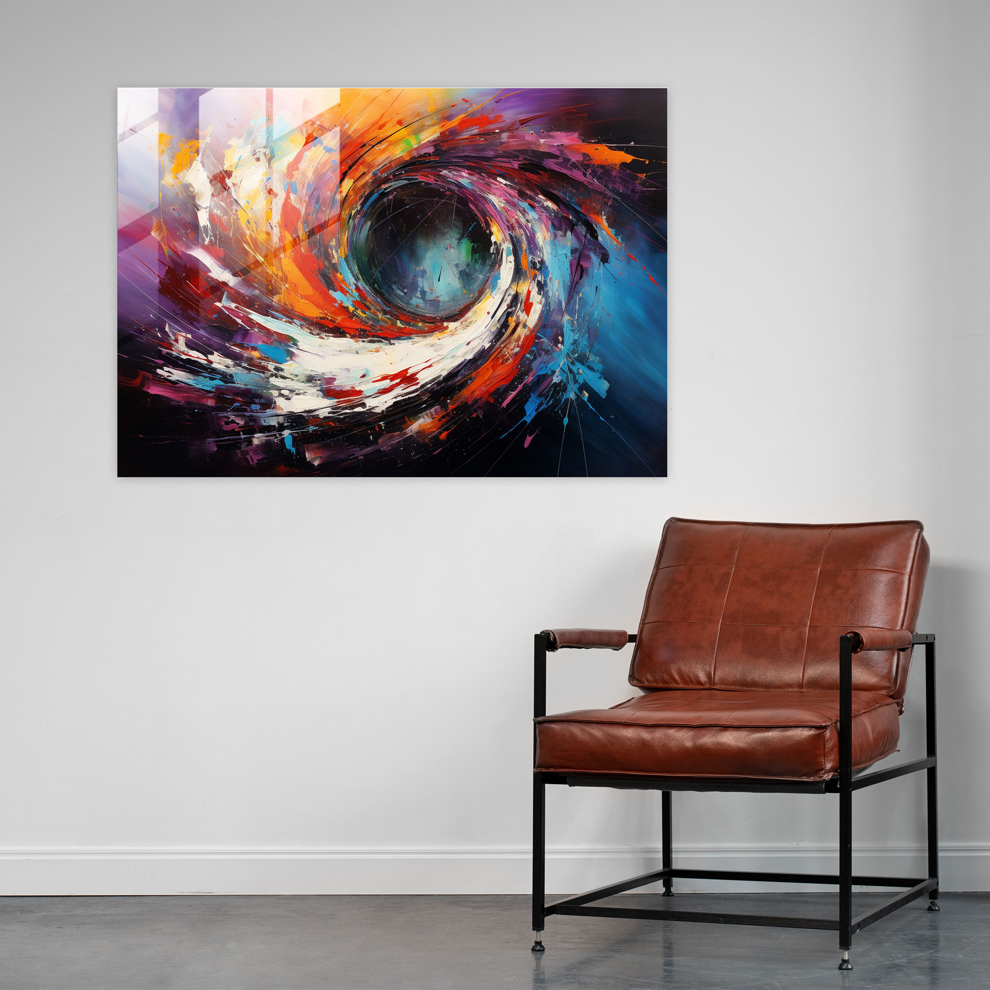 Hypnosis Glass Print - Hypnosis, Abstract Painting, Home Decoration, Spiral Vortex