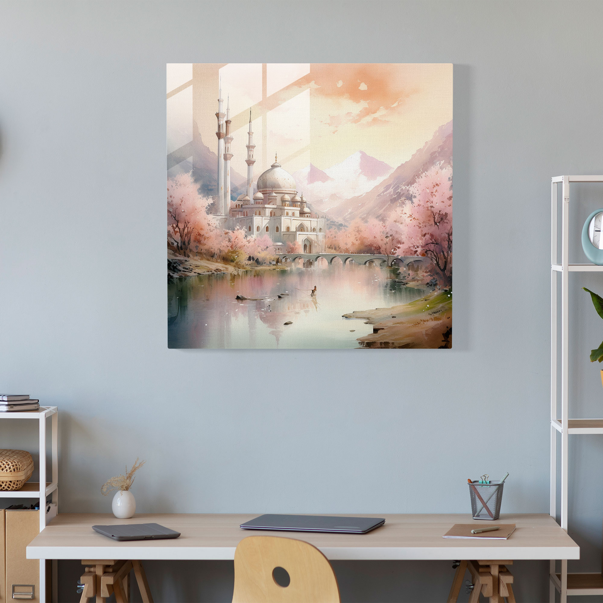 Holy Quran Watercolor Glass Print - Holy Quran, Glass Wall Art, Glass Print, Serenity