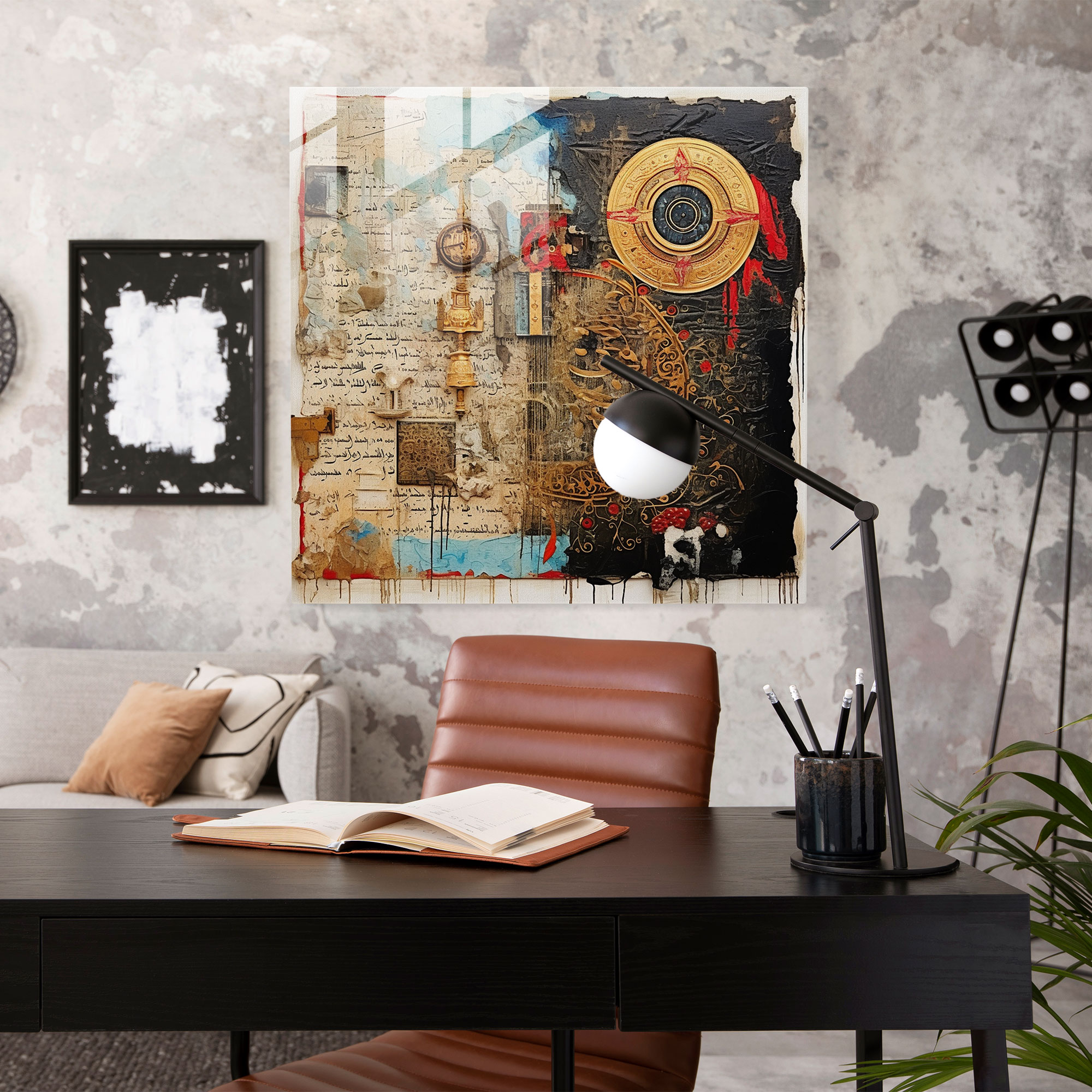 Kutsal Kur'an Karışık Medya Kolaj Cam Tablo - Kutsal Kur'an Cam Duvar Sanatı Modern Sanat