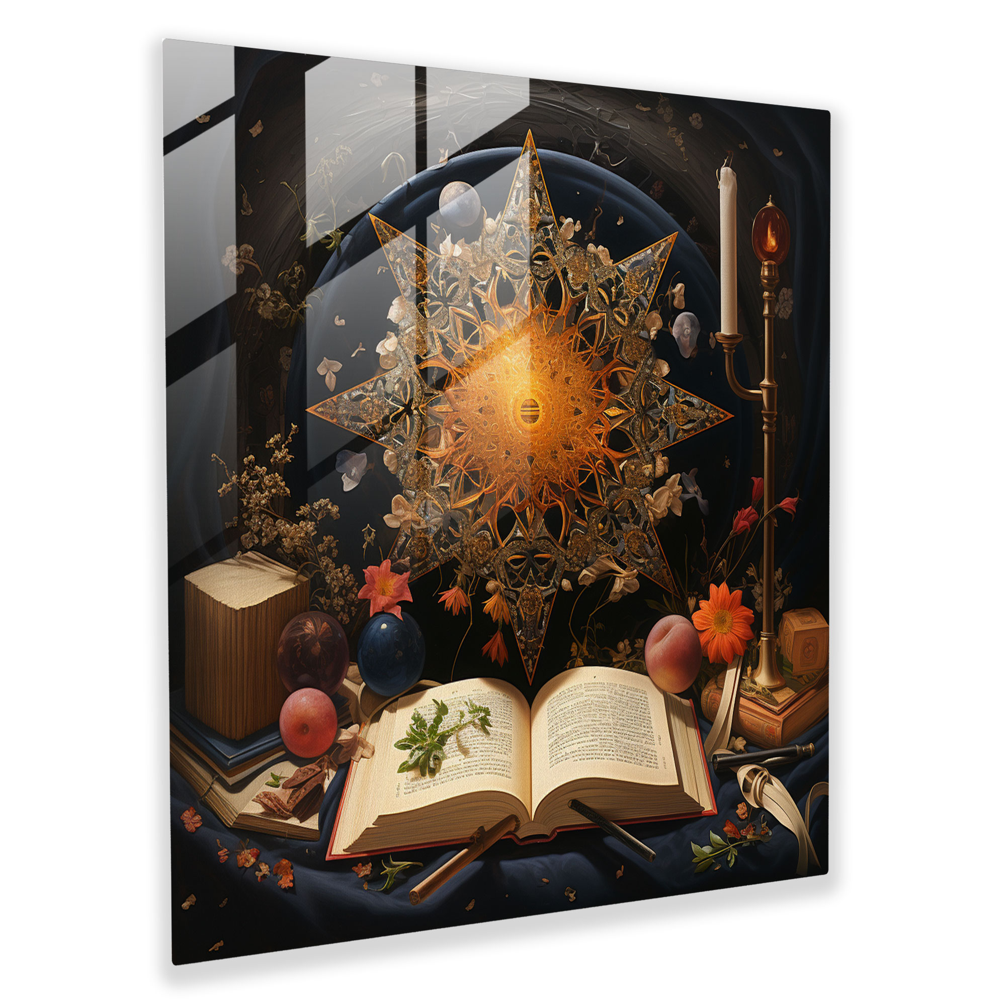 Contemporary Quranic Fusion Glass Print - Holy Quran, Modern Art, Modern Elements, Holy Quran