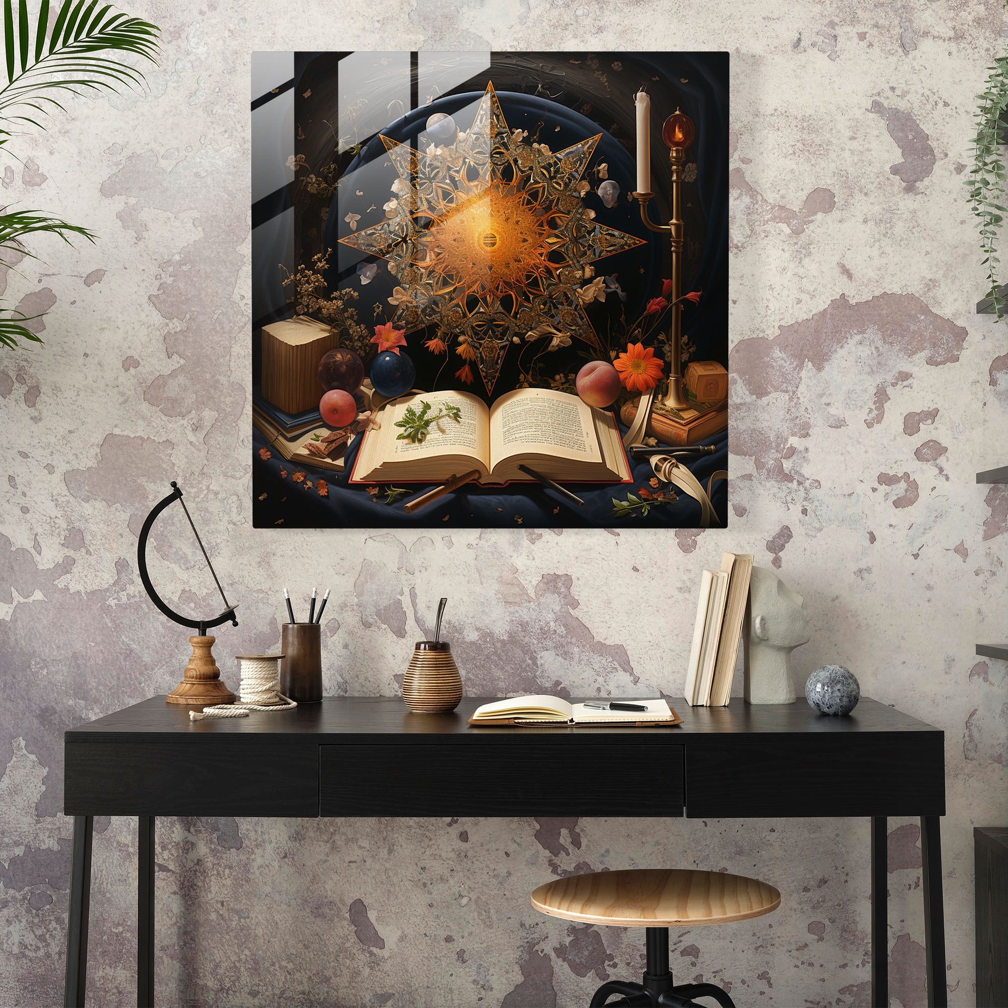 Contemporary Quranic Fusion Glass Print - Holy Quran, Modern Art, Modern Elements, Holy Quran
