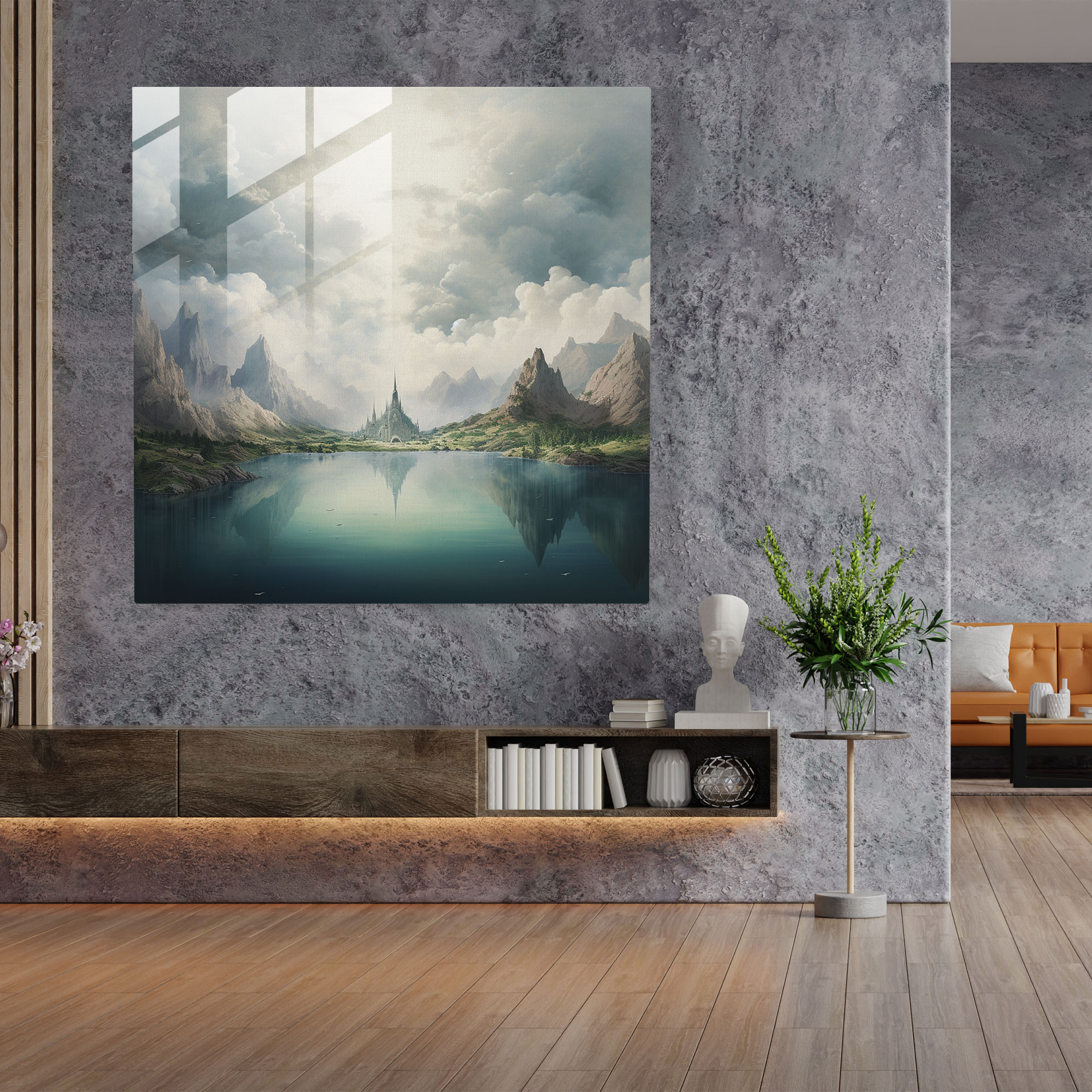 Holy Quran Tranquil Glass Print - Holy Quran, Glass Wall Art, Tranquil Landscape, Serenity