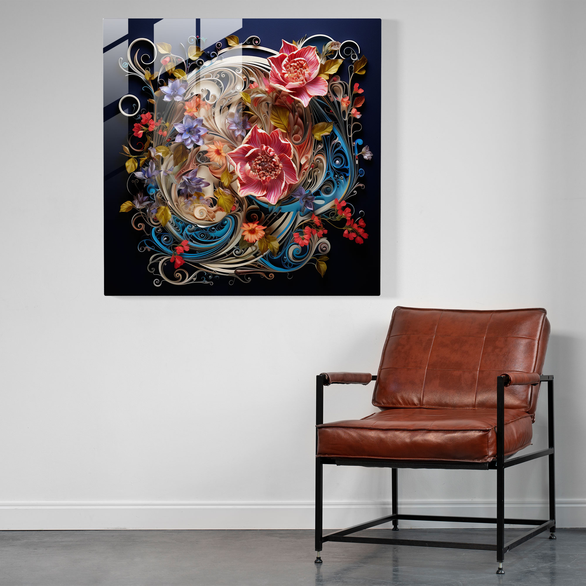 Holy Quran Floral Glass Wall Art - Holy Quran, Holy Quran, Floral Motifs, Wall Decoration