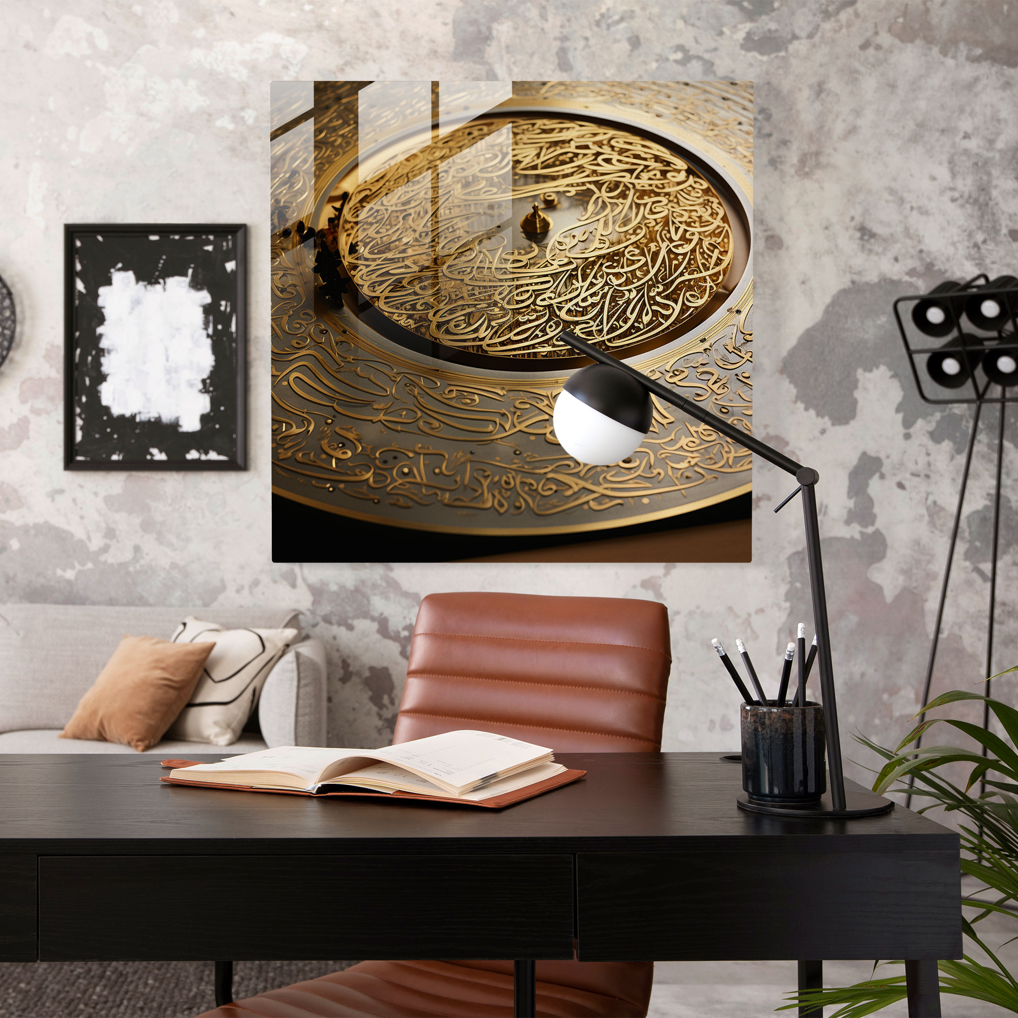 Kutsal Kuran Cam Tablo - Altın Mürekkep Hat Sanatı - Duvar Dekorasyonu Modern Sanat Cam Sanatı