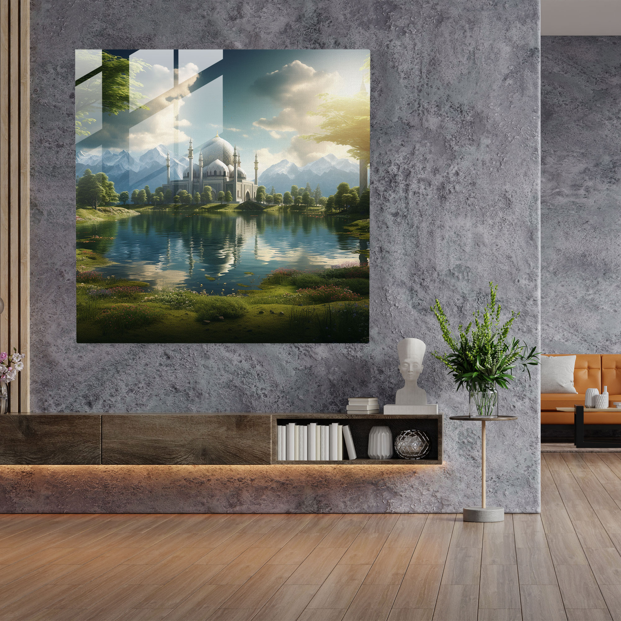 Holy Quran Glass Print - Tranquil Landscape - Holy Quran, Tranquil Landscape, Glass Wall Art, Wall Decoration