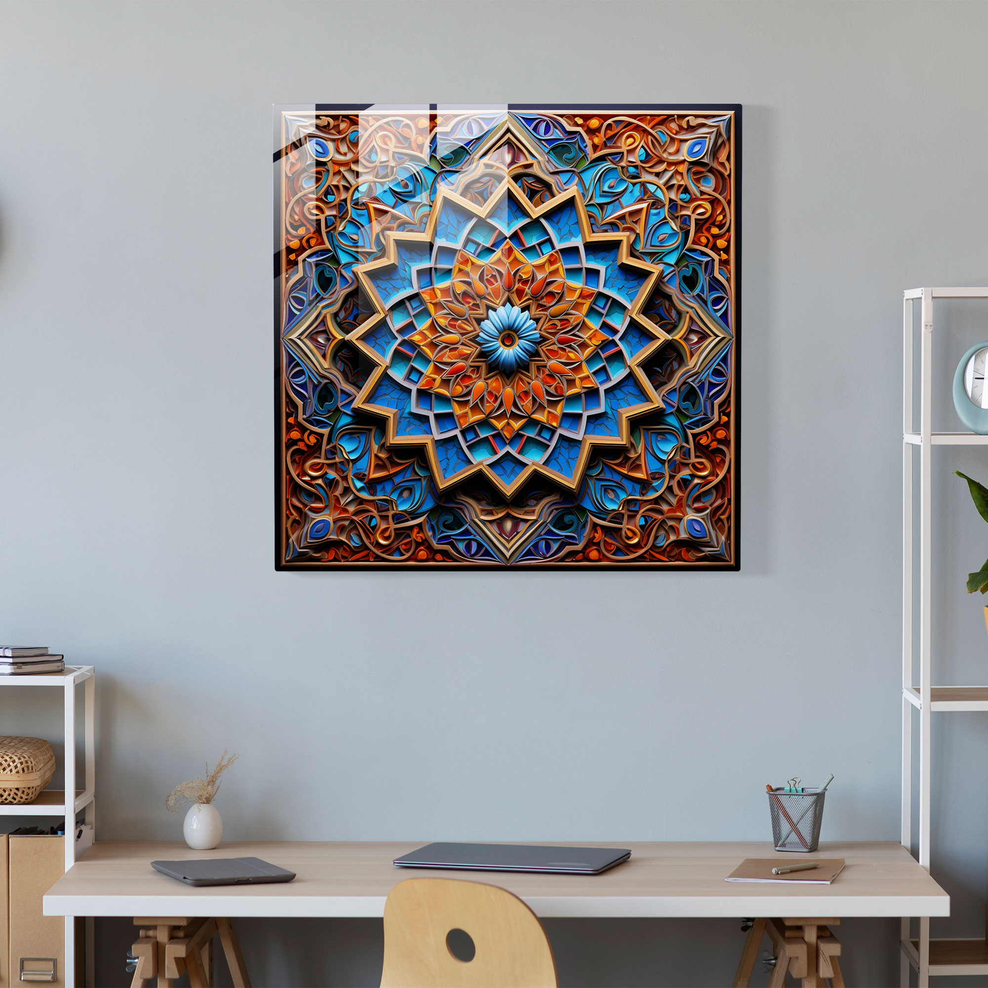 Holy Quran Glass Print - Symmetrical Mosaic Design - Holy Quran, Holy Quran, Glass Print, Harmony