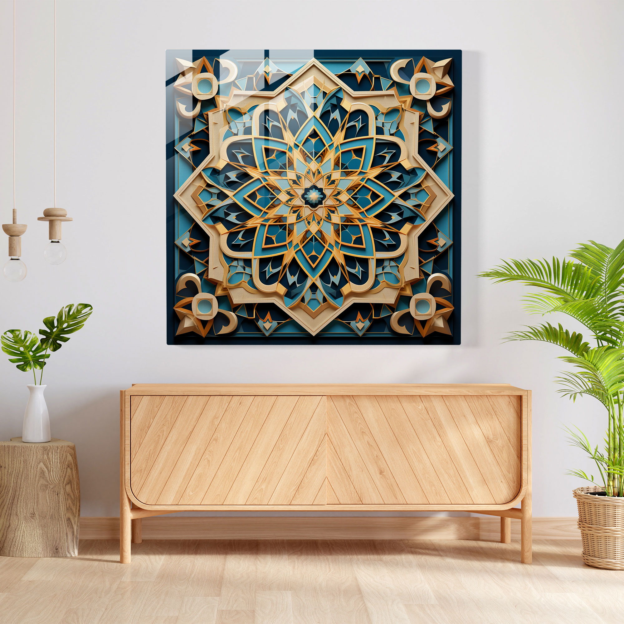 Kutsal Kuran Cam Tablo - Geometrik İslam Sanatı - Modern Sanat Ev Dekorasyonu