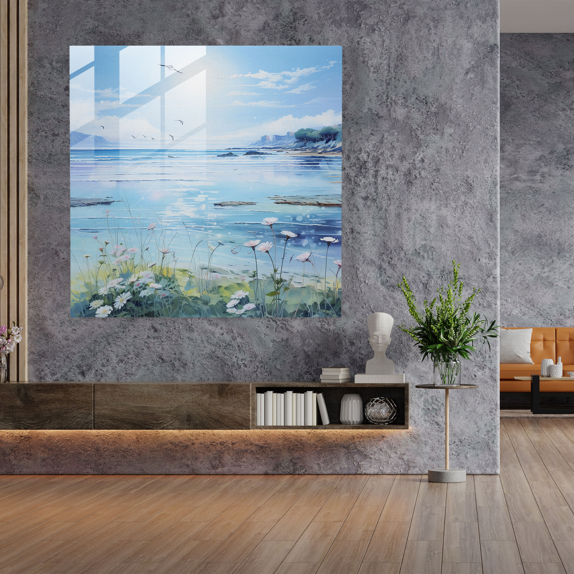 Holy Quran Glass Print - Serene Beachscape - Holy Quran, Home Decoration, Holy Quran, Coastal Scene