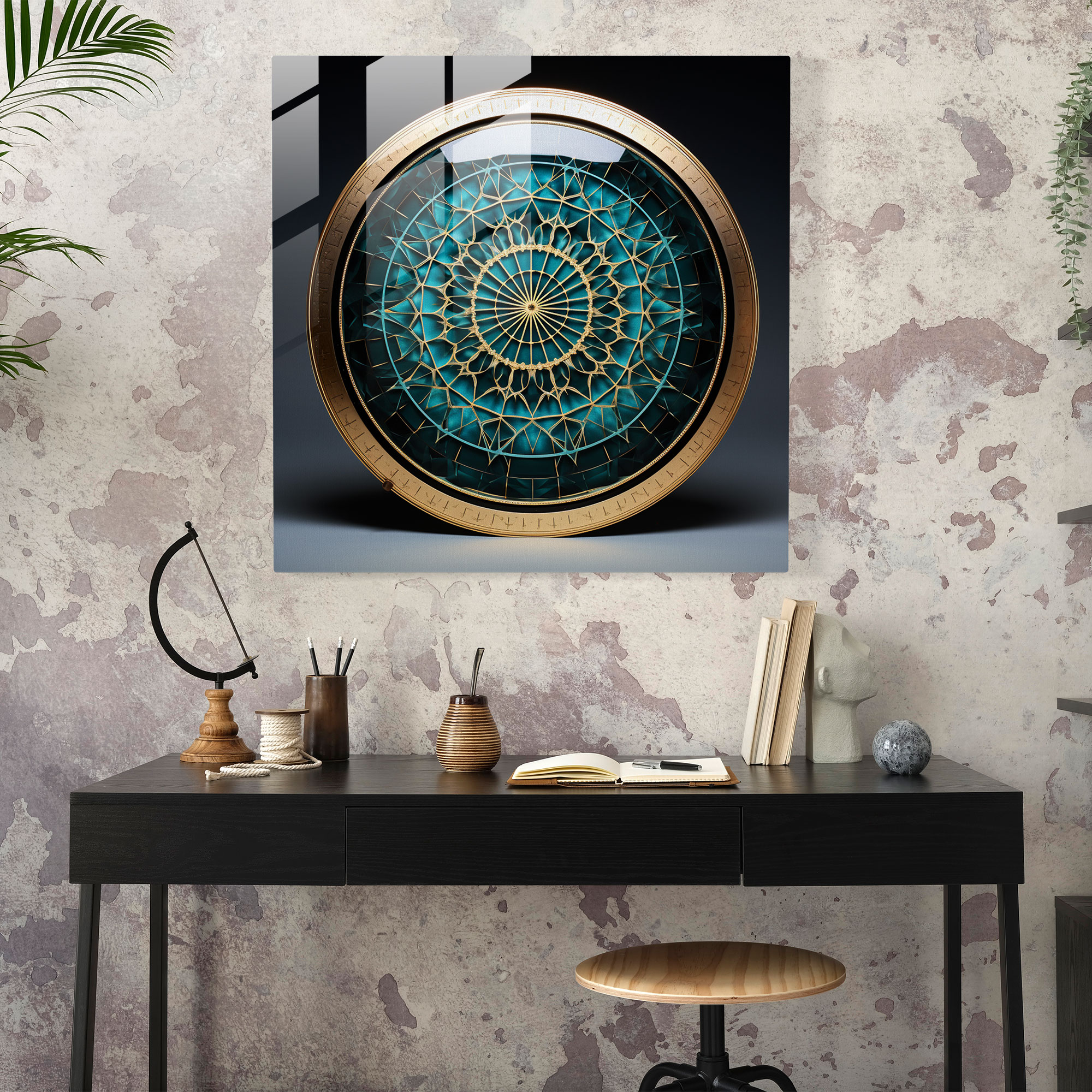 Kutsal Kuran Cam Tablo - Geometrik Sanat - Kutsal Kuran Ruhaniyet Çağdaş Tasarım Cam Sanatı