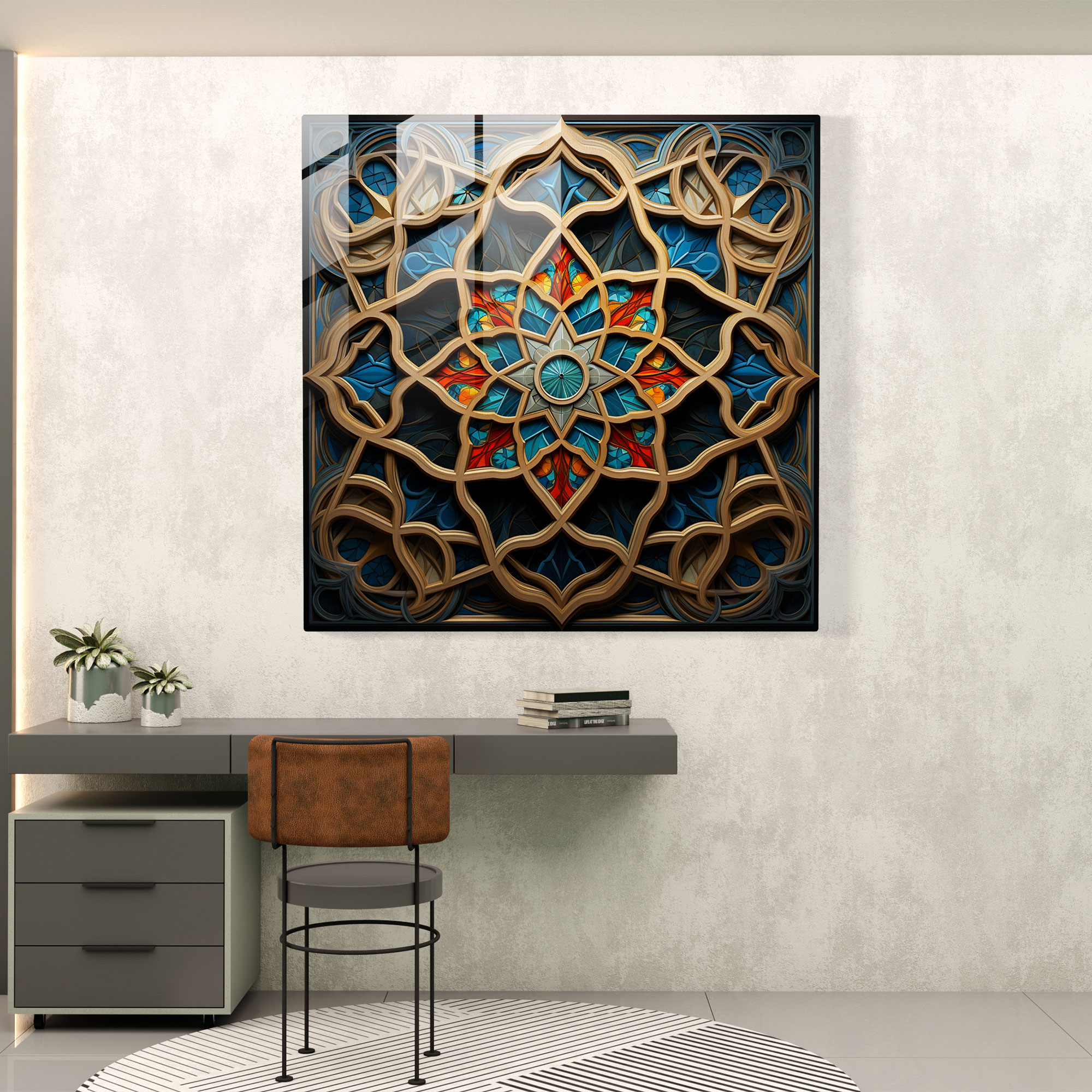 Holy Quran Glass Print - Islamic Geometric Patterns - Holy Quran, Modern Art, Home Decoration, Wall Decoration