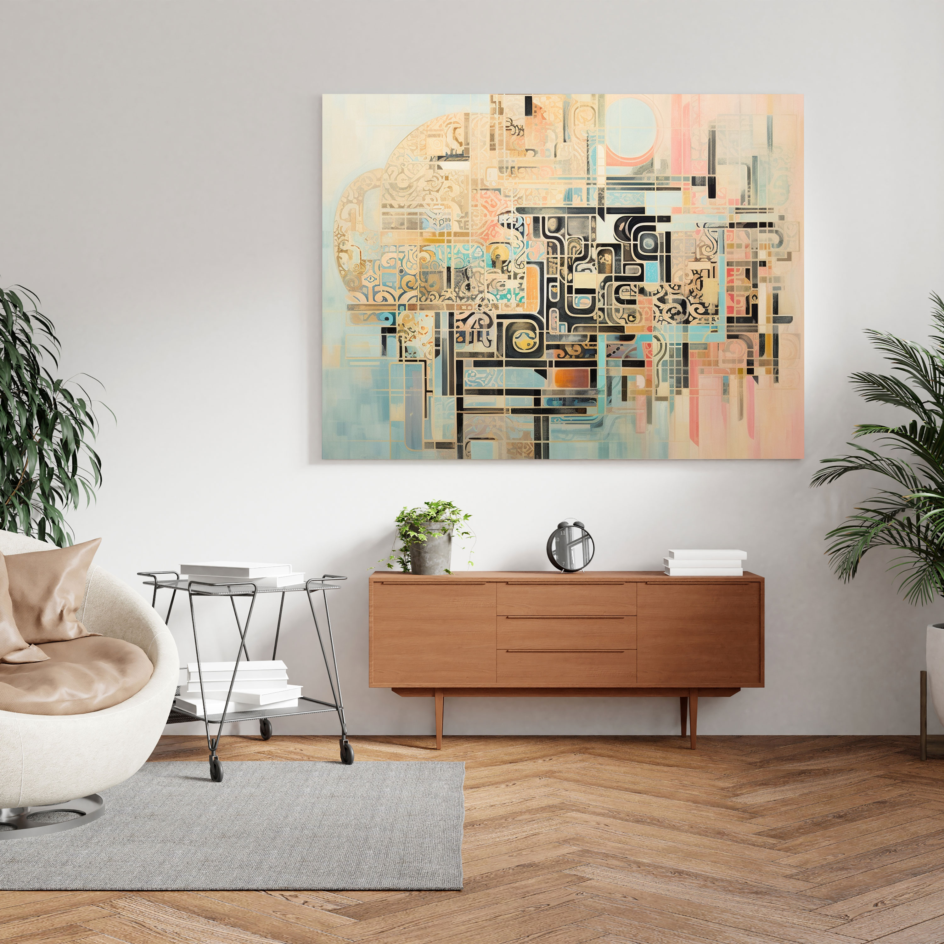 Holy Quran Canvas Print - Abstract Calligraphy And Geometric Patterns - Holy Quran, Holy Quran, Canvas Wall Art, Geometric Patterns