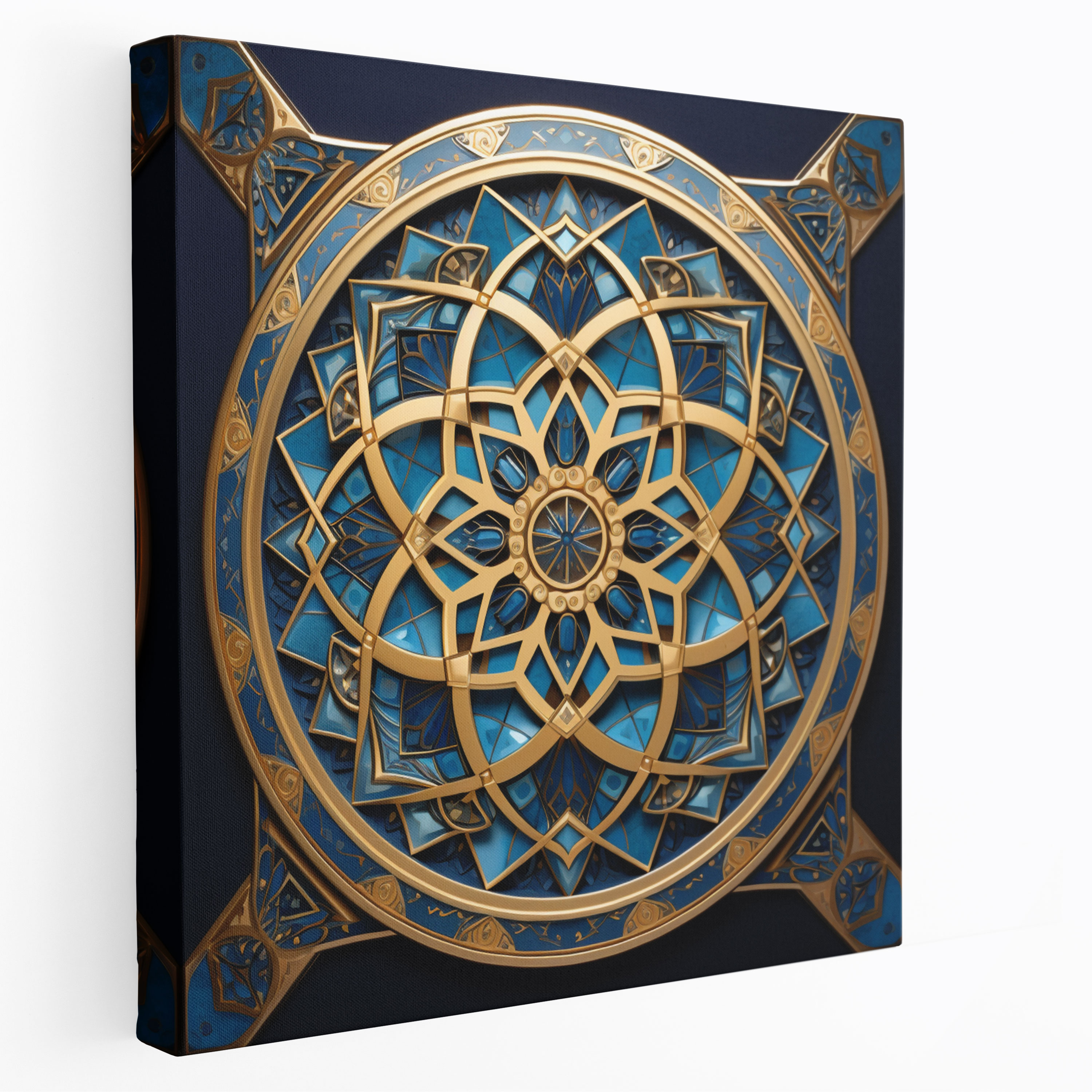 Holy Quran Canvas Print - Islamic Geometric Art - Holy Quran, Wall Art, Gold And Blue, Islamic Geometric Art