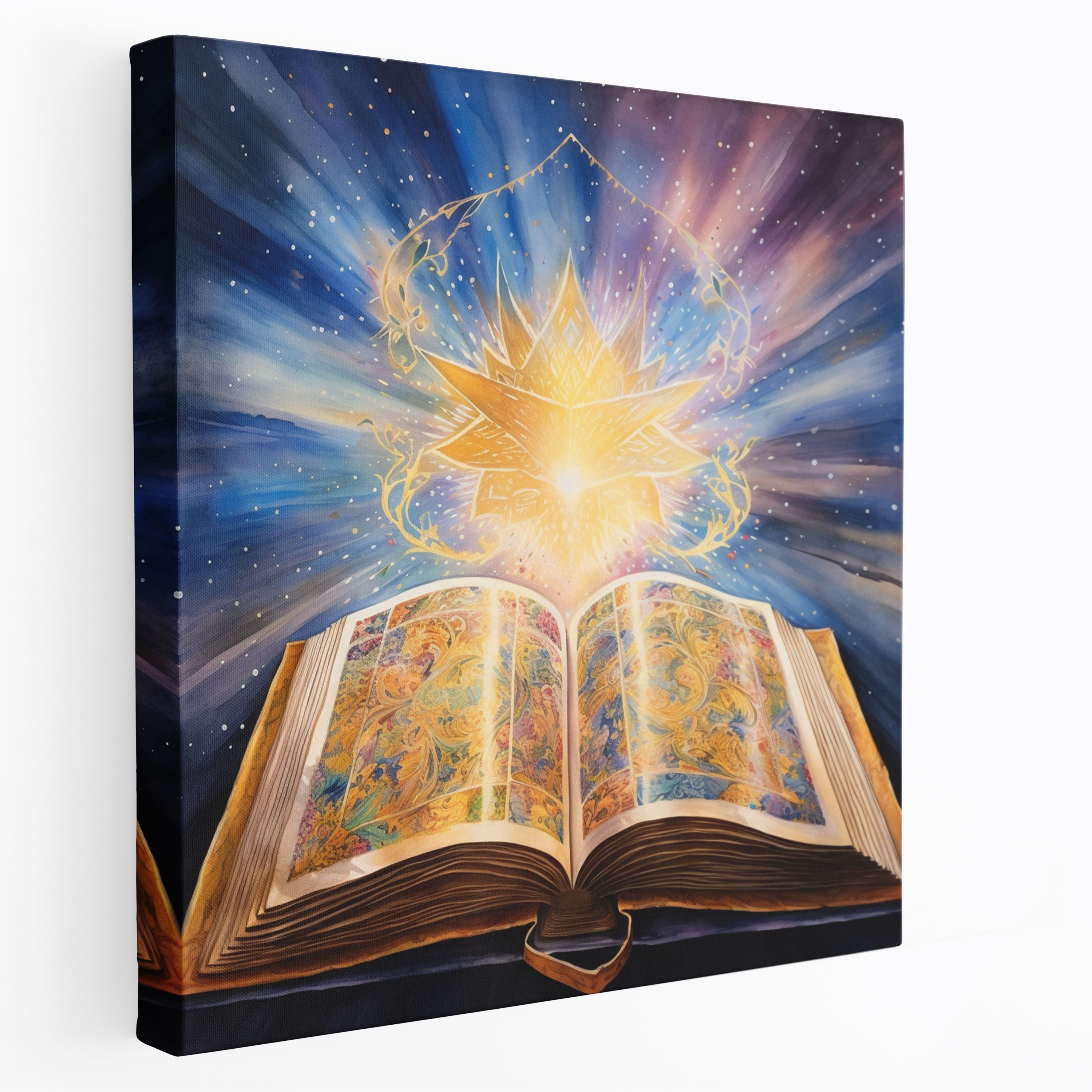 Holy Quran Wall Art - Vibrant Watercolor Painting Canvas Print - Holy Quran, Spiritual Art, Wall Decoration, Holy Quran