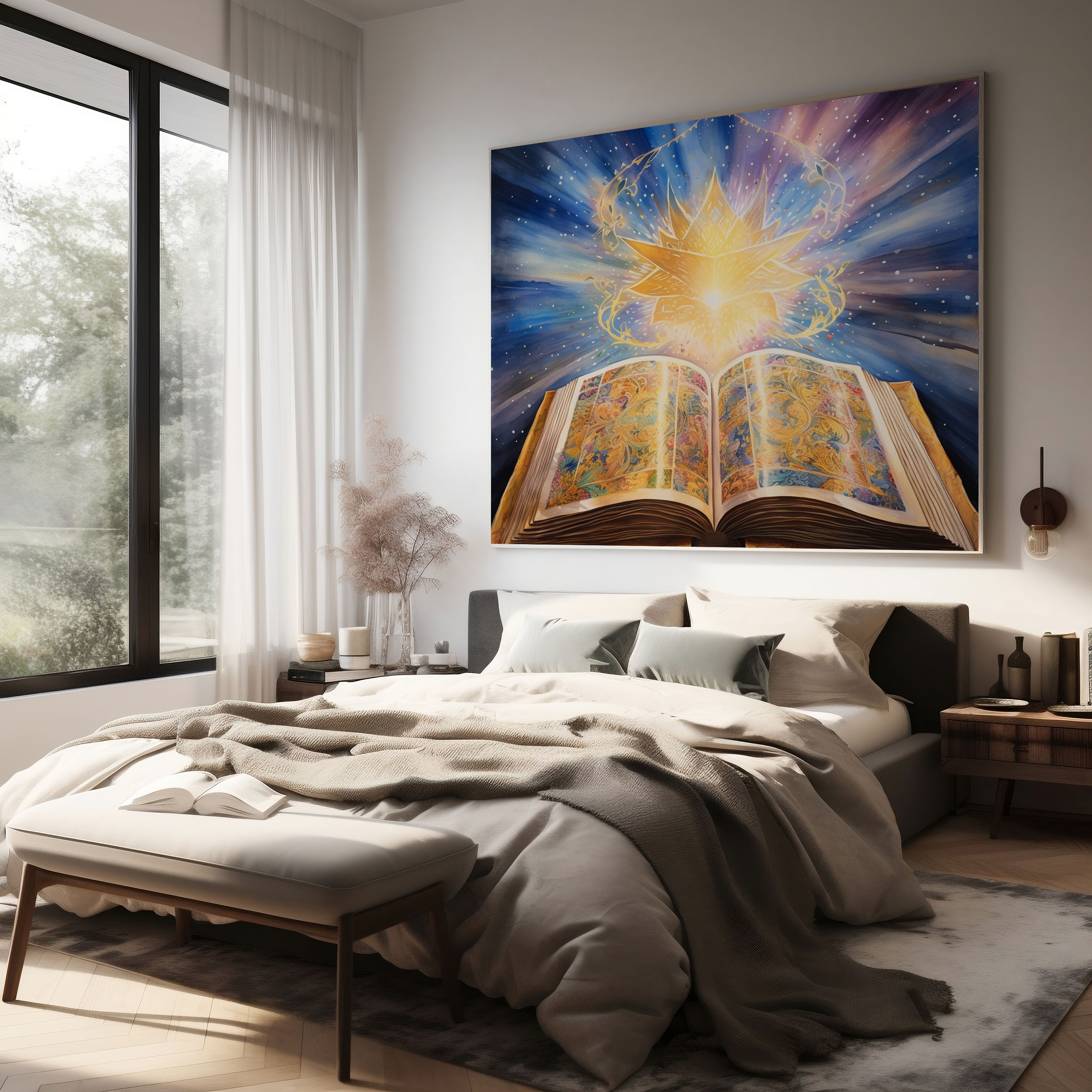 Holy Quran Wall Art - Vibrant Watercolor Painting Canvas Print - Holy Quran, Spiritual Art, Wall Decoration, Holy Quran