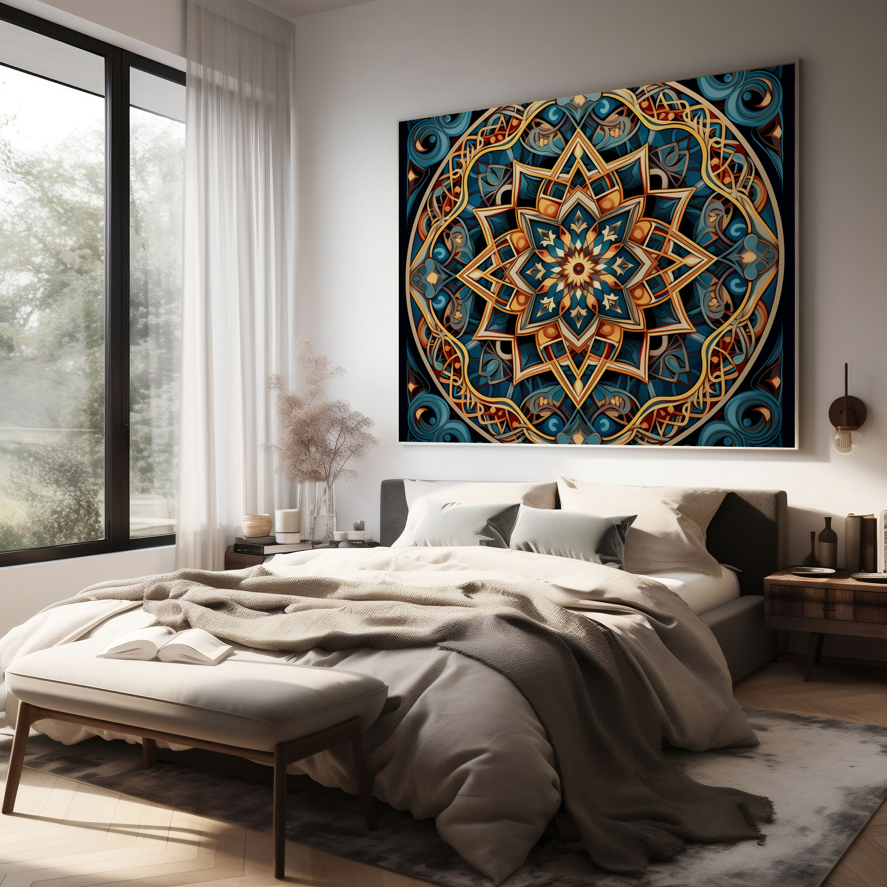 Kutsal Kur'an Duvar Dekorasyonu - Geometrik Desen Kanvas Tablo - İslami Tasarım Ev Dekorasyonu