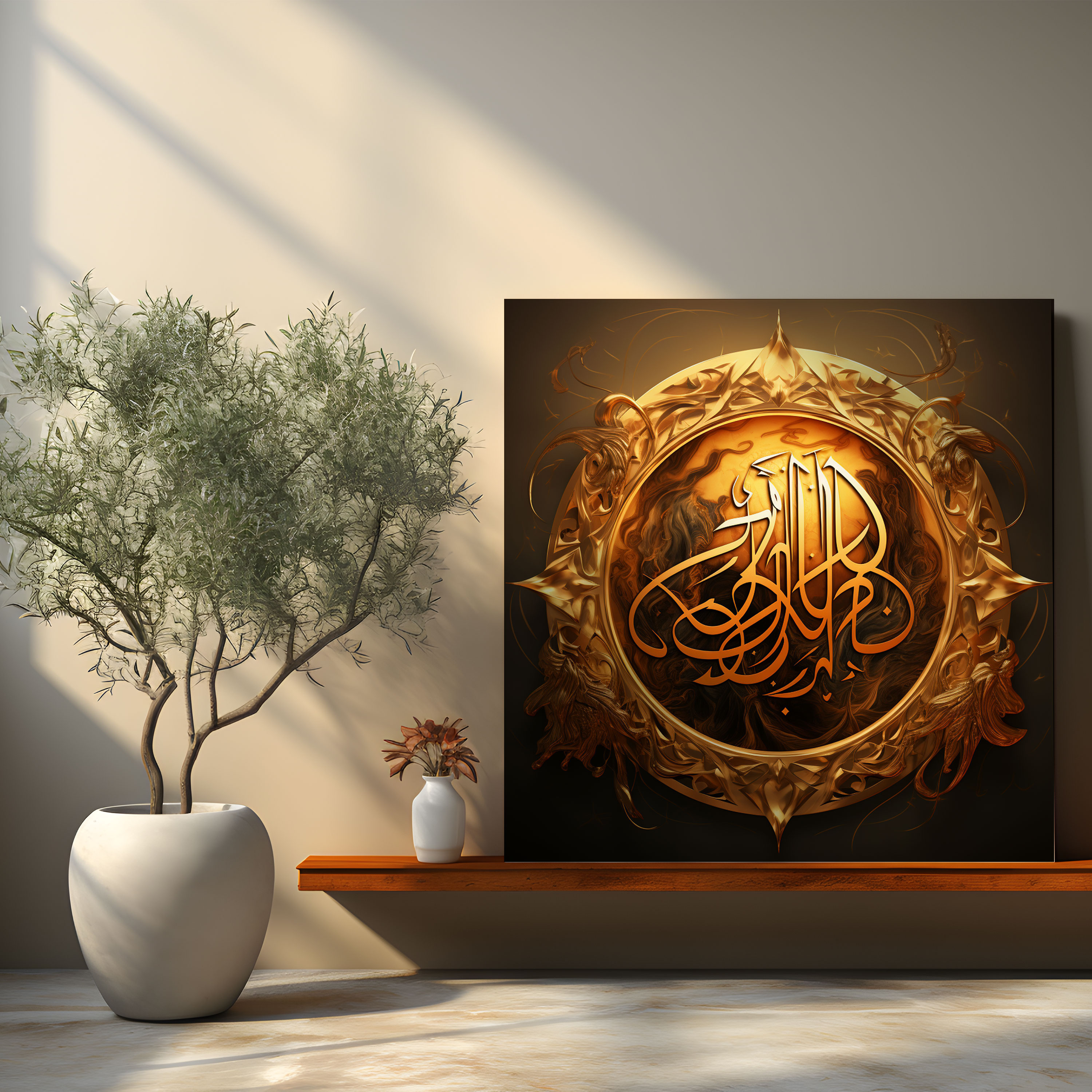 Golden Arabic Calligraphy Canvas Print - Holy Quran, Wall Decoration, Elegance, Home Decoration